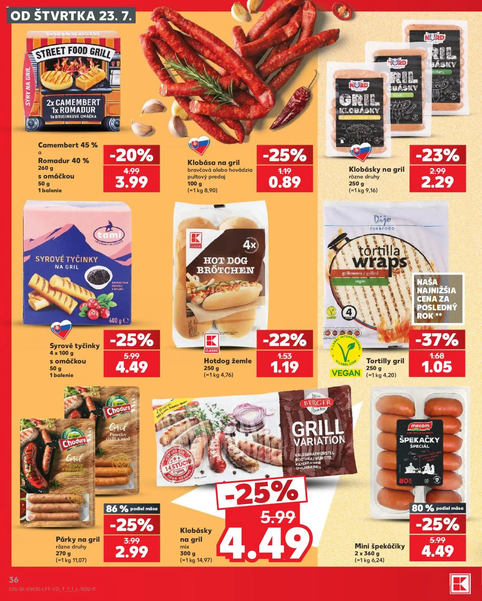 Nové Kaufland akcie – leták je platný od 23.07.2026 | Strana: 36 | Produkty: Gril, Tortilla, Chilli, Párky