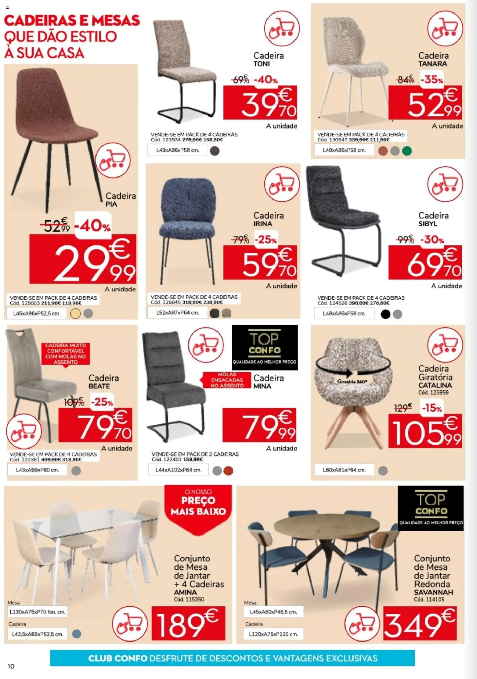 Conforama folheto │ válido de 26.05.2026 | Página: 10 | Produtos: Cadeiras, Mesa, Cadeira, Mesa de jantar