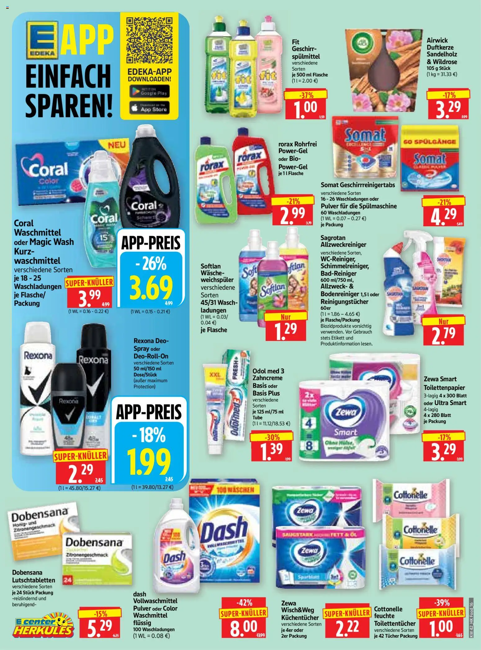 HERKULES Prospekt – gültig ab 12.10.2026 | Seite: 16 | Produkte: Coral, Weichspüler, Waschmittel, Toilettenpapier