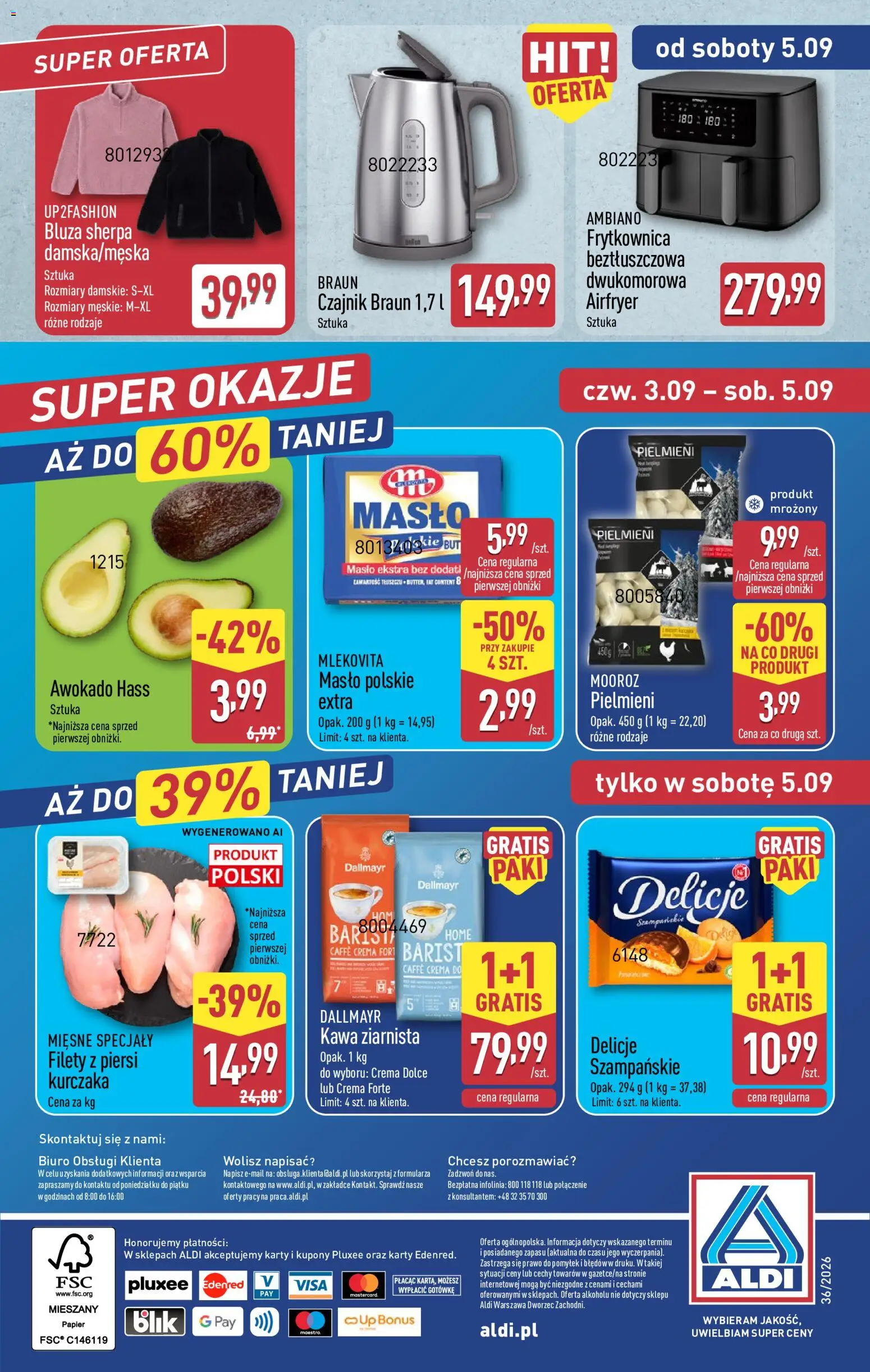 Aldi Polsko leták od 31.08.2026 | Strana: 49 | Produkty: Máslo, Caffè crema, Airfryer, Karty