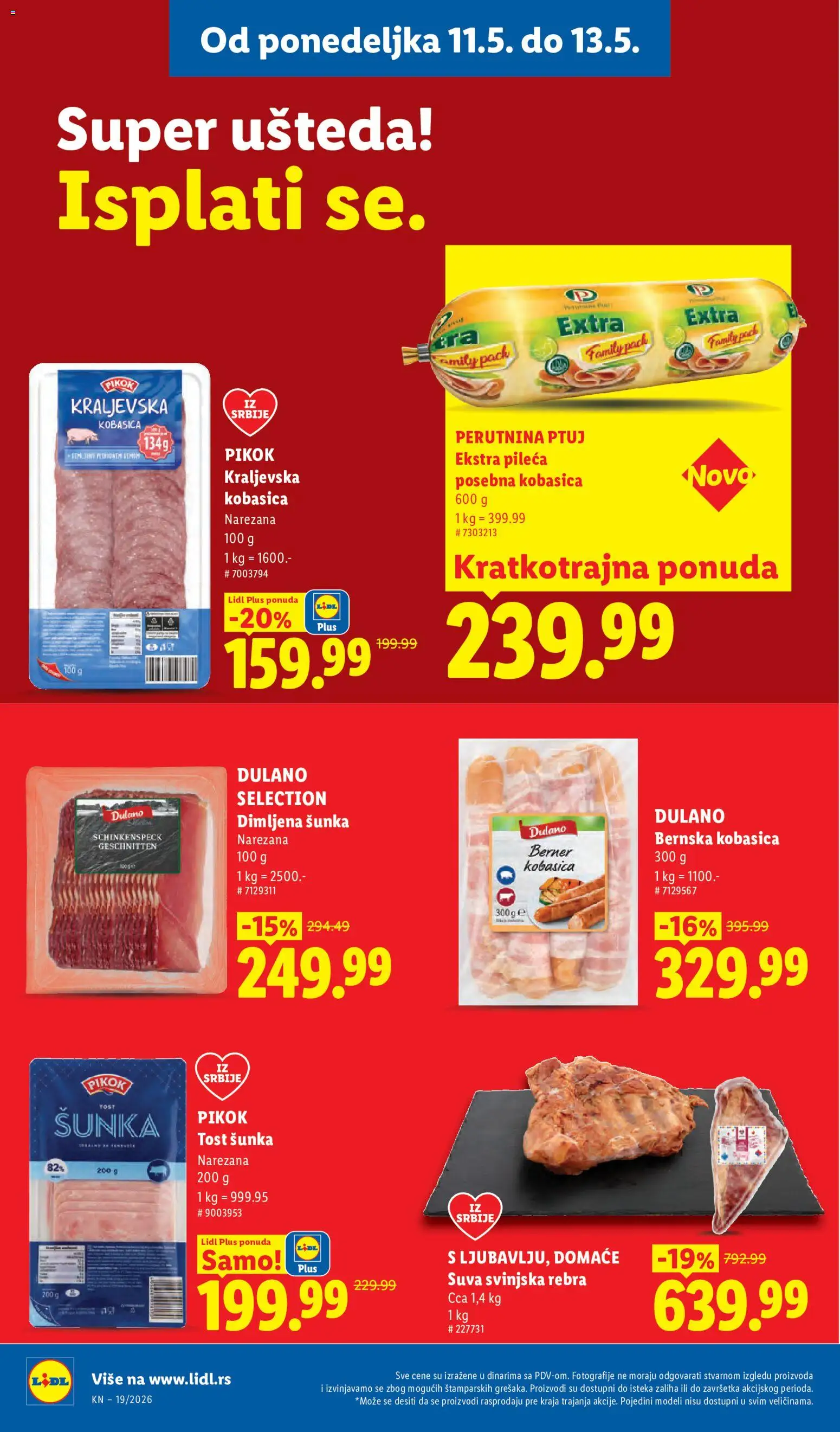 Lidl katalog - važi od 07.05.2026 | Strana: 98 | Proizvode: Dimljena šunka, Svinjska rebra, Šunka, Kobasica
