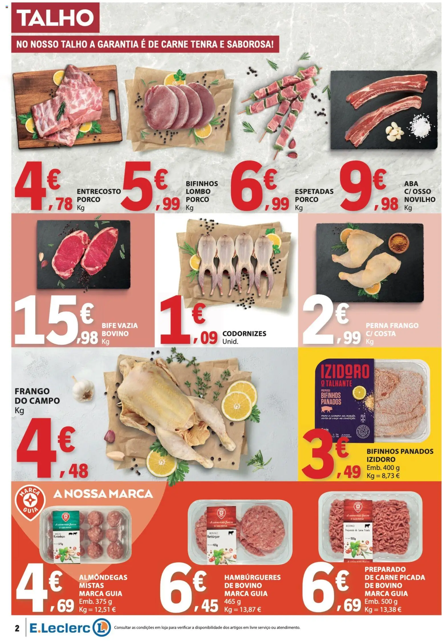 E.Leclerc folheto │ válido de 28.05.2026 | Página: 2 | Produtos: Frango, Hambúrguer, Carne picada, Carne