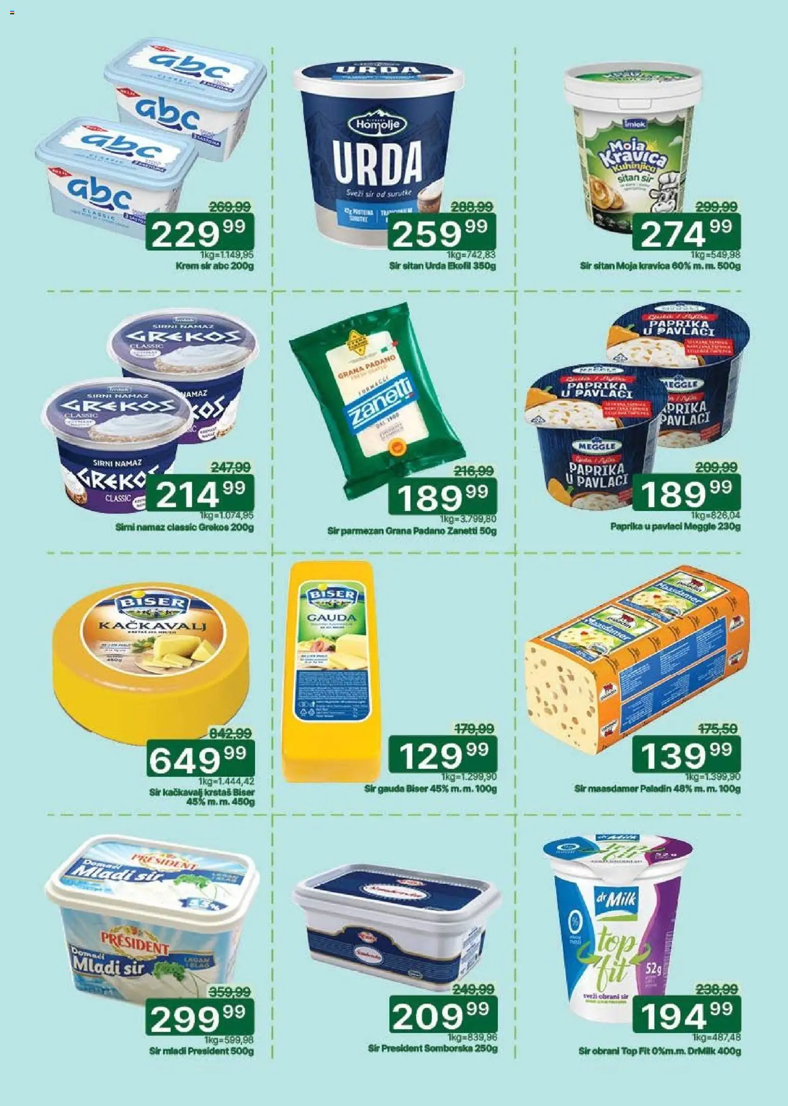 Univerexport katalog - važi od 27.04.2026 | Strana: 9 | Proizvode: Sitan sir, Moja kravica, Sir, Parmezan