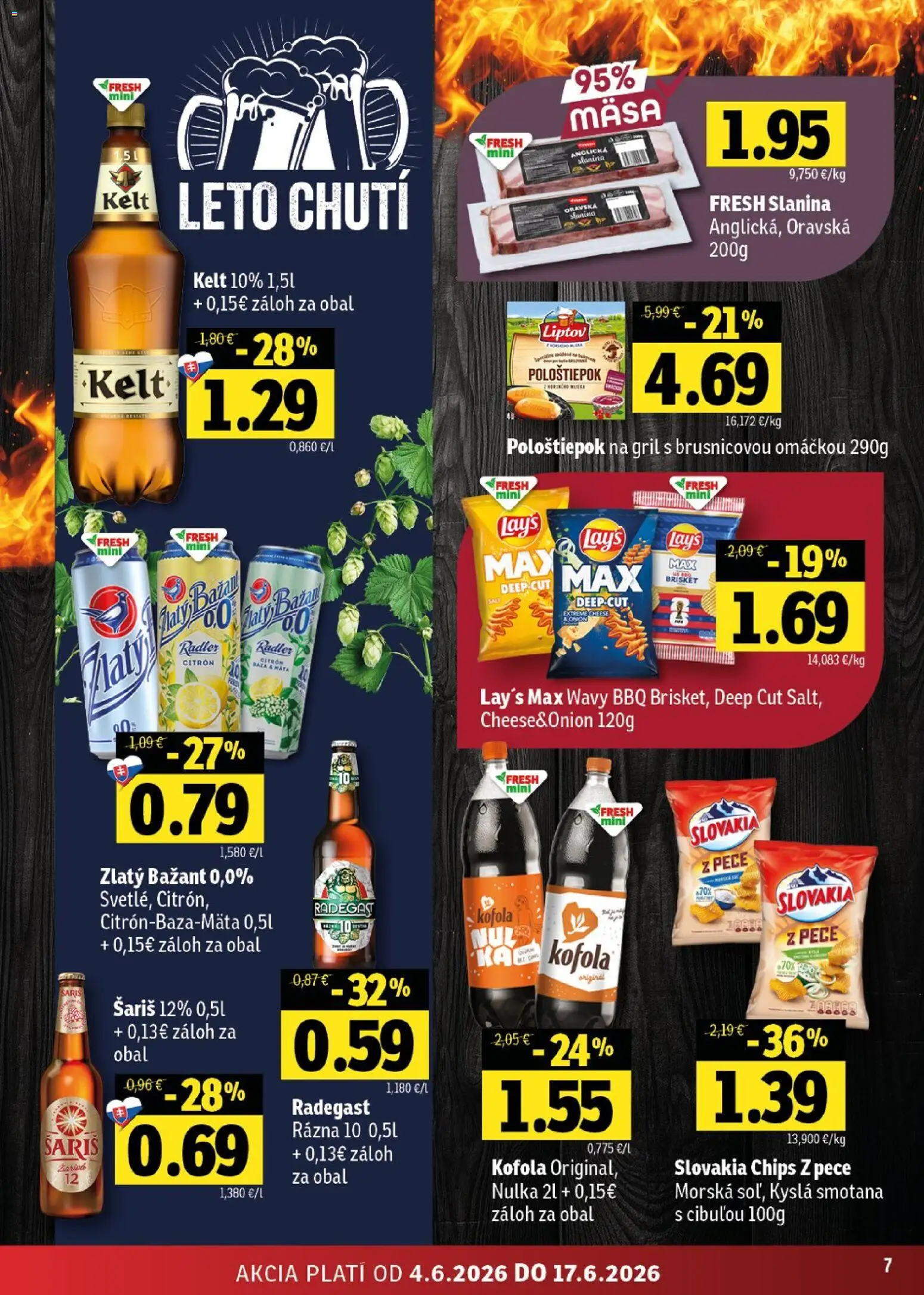 Nové Fresh akcie – leták je platný od 04.06.2026 | Strana: 7 | Produkty: Gril, Smotana, Kelt, Šariš