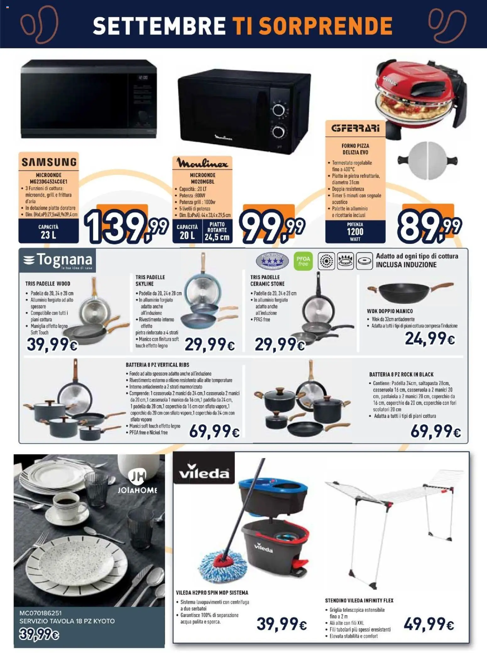 Volantino Unieuro del 07/09/2026 | Pagina: 30 | Prodotti: Pizza, Coperchio, Acqua, Piatto