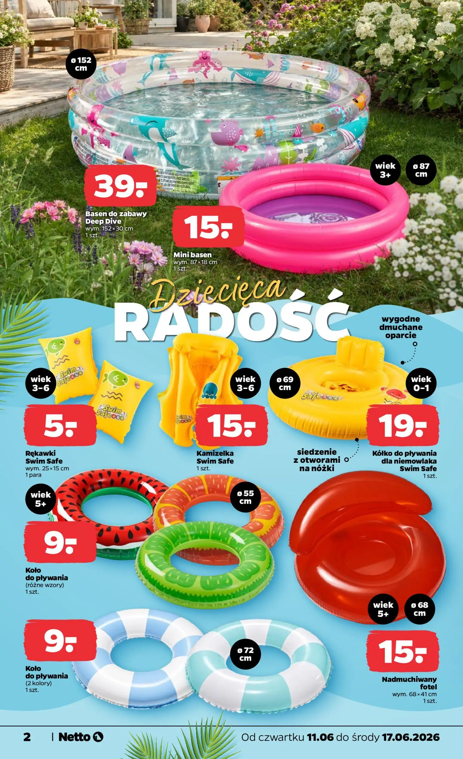 Netto gazetka od czwartku NonFood od 11.06.2026 | Strona: 2 | Produkty: Kamizelka, Fotel, Basen