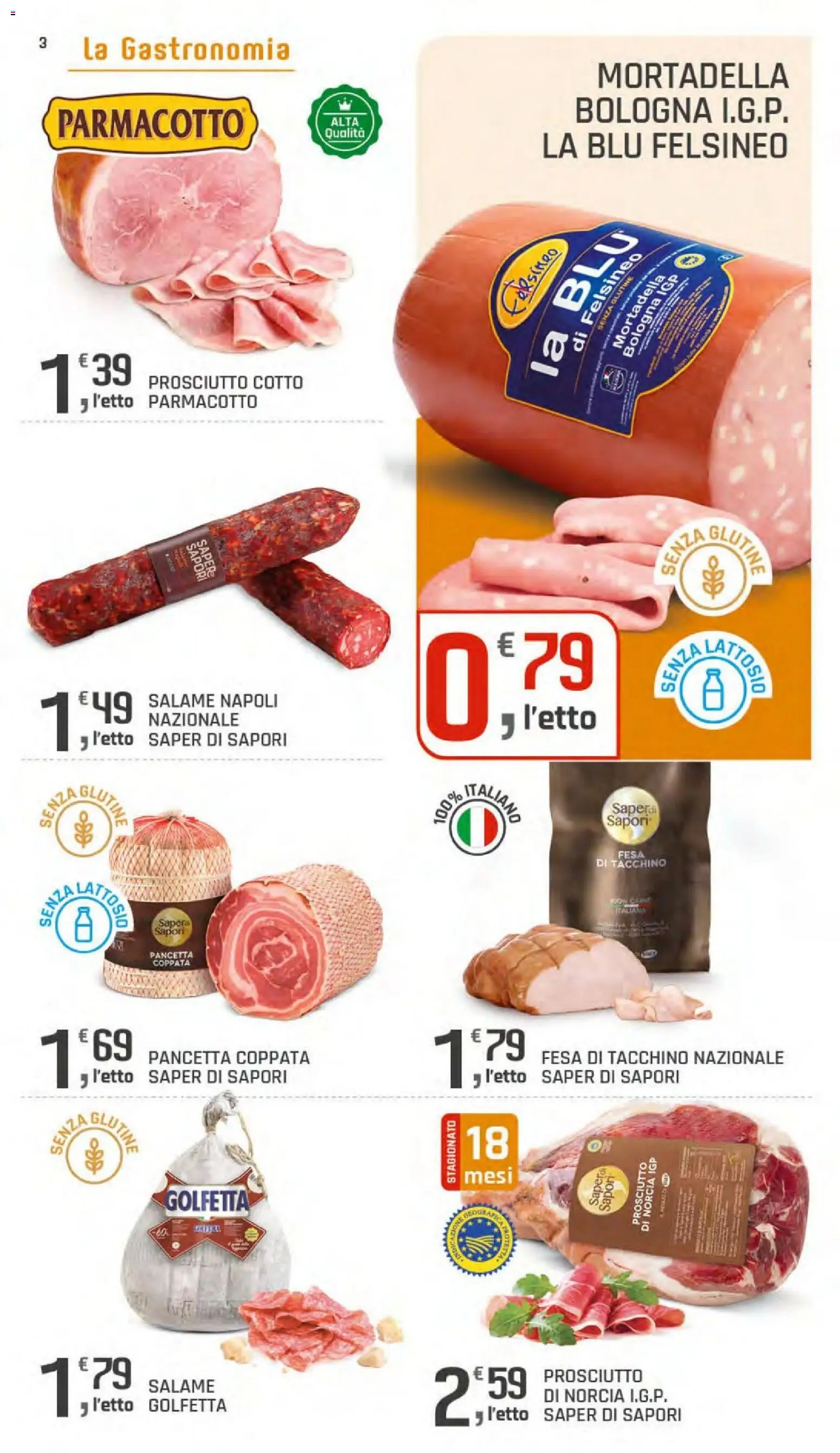 Volantino DOK del 06/08/2026 | Pagina: 3 | Prodotti: Salame, Pancetta, Prosciutto, Mortadella