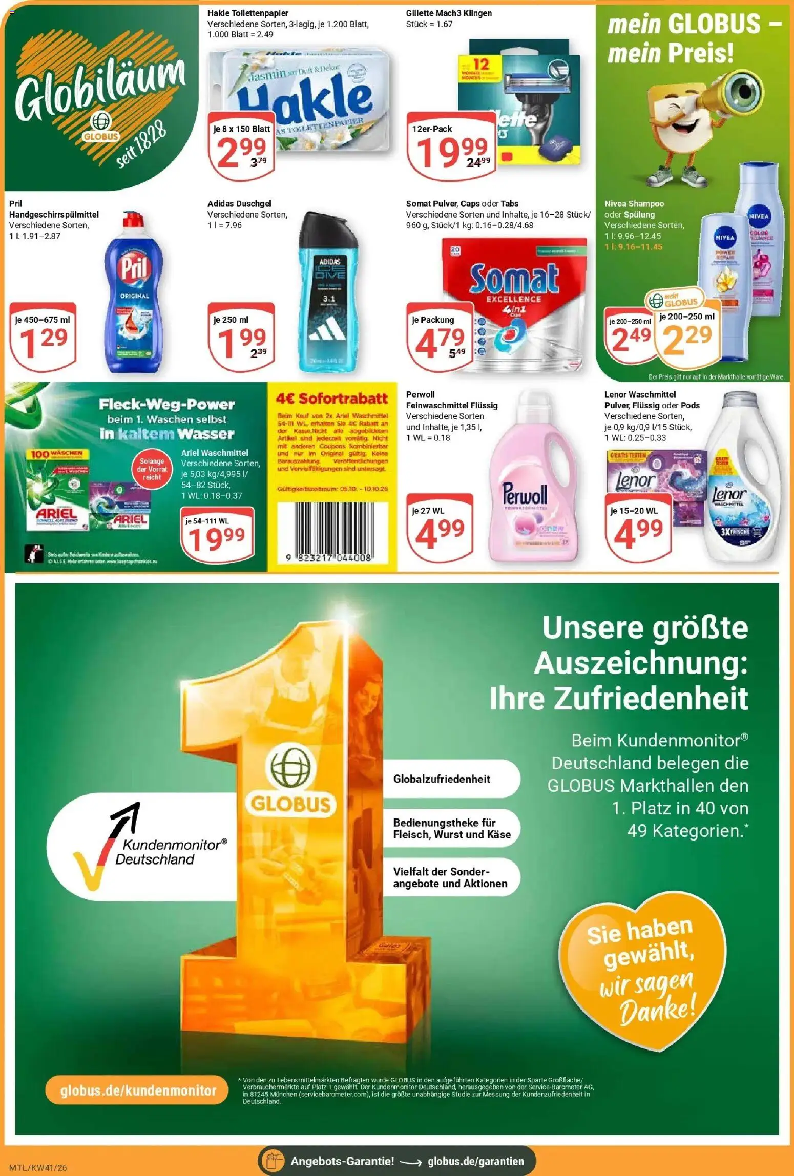 Globus Prospekt Maintal-Dörnigheim (ab 05.10.2026) » Angebote online | Seite: 4 | Produkte: Käse, Spülung, Wurst, Pril