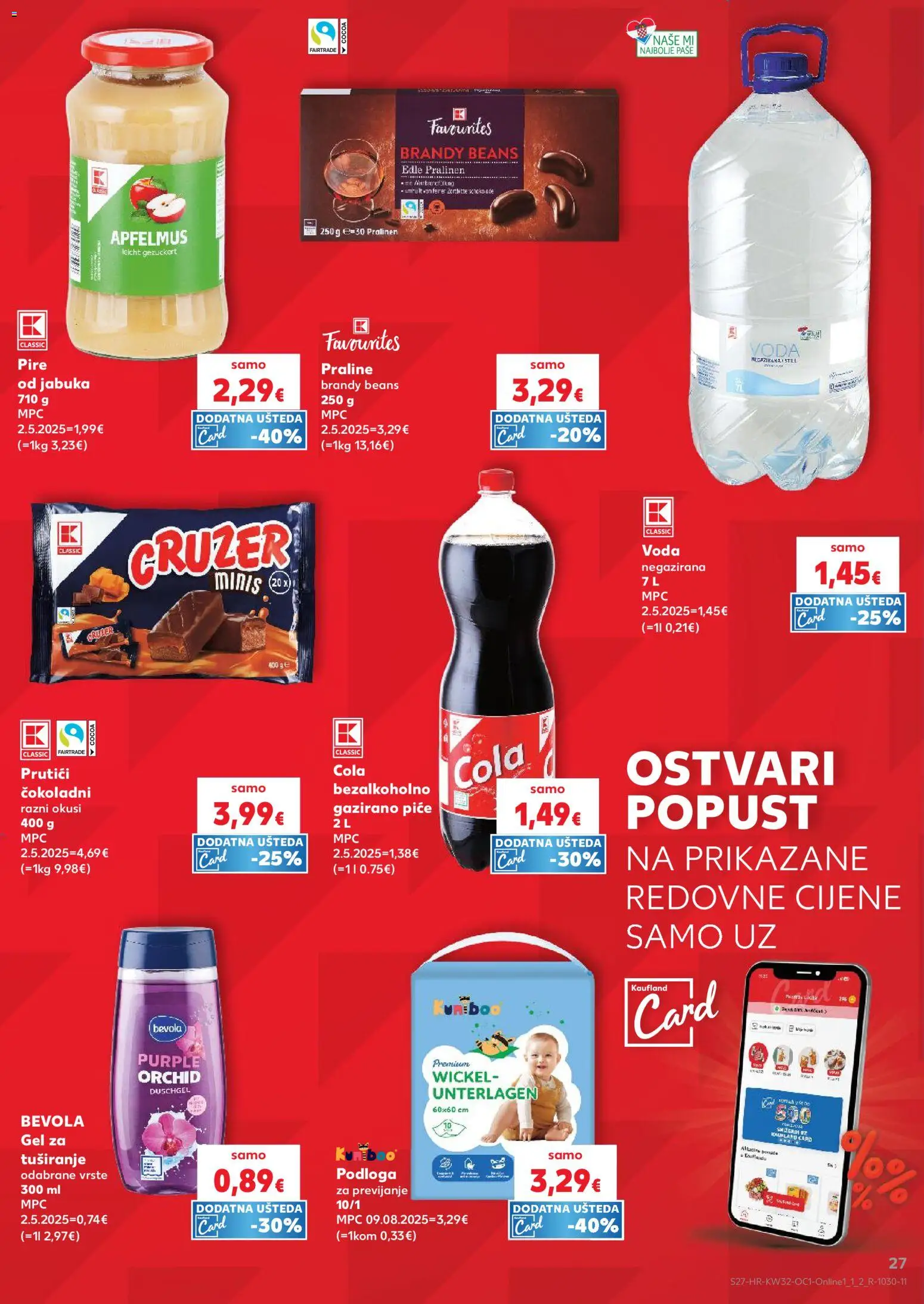 Kaufland katalog | vrijedi od 06.08.2026 | Stranica: 27 | Proizvodi: Praline, Gel za tuširanje, Voda, Jabuka