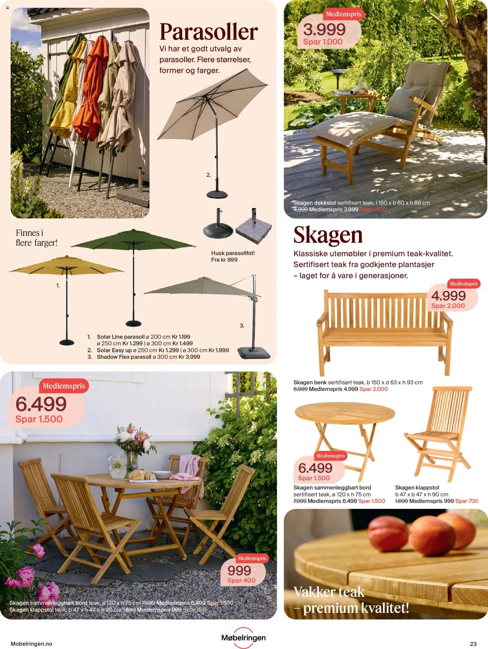 {H1} | Side: 23 | Produkter: Sammenleggbart bord, Benk, Parasoll, Bord
