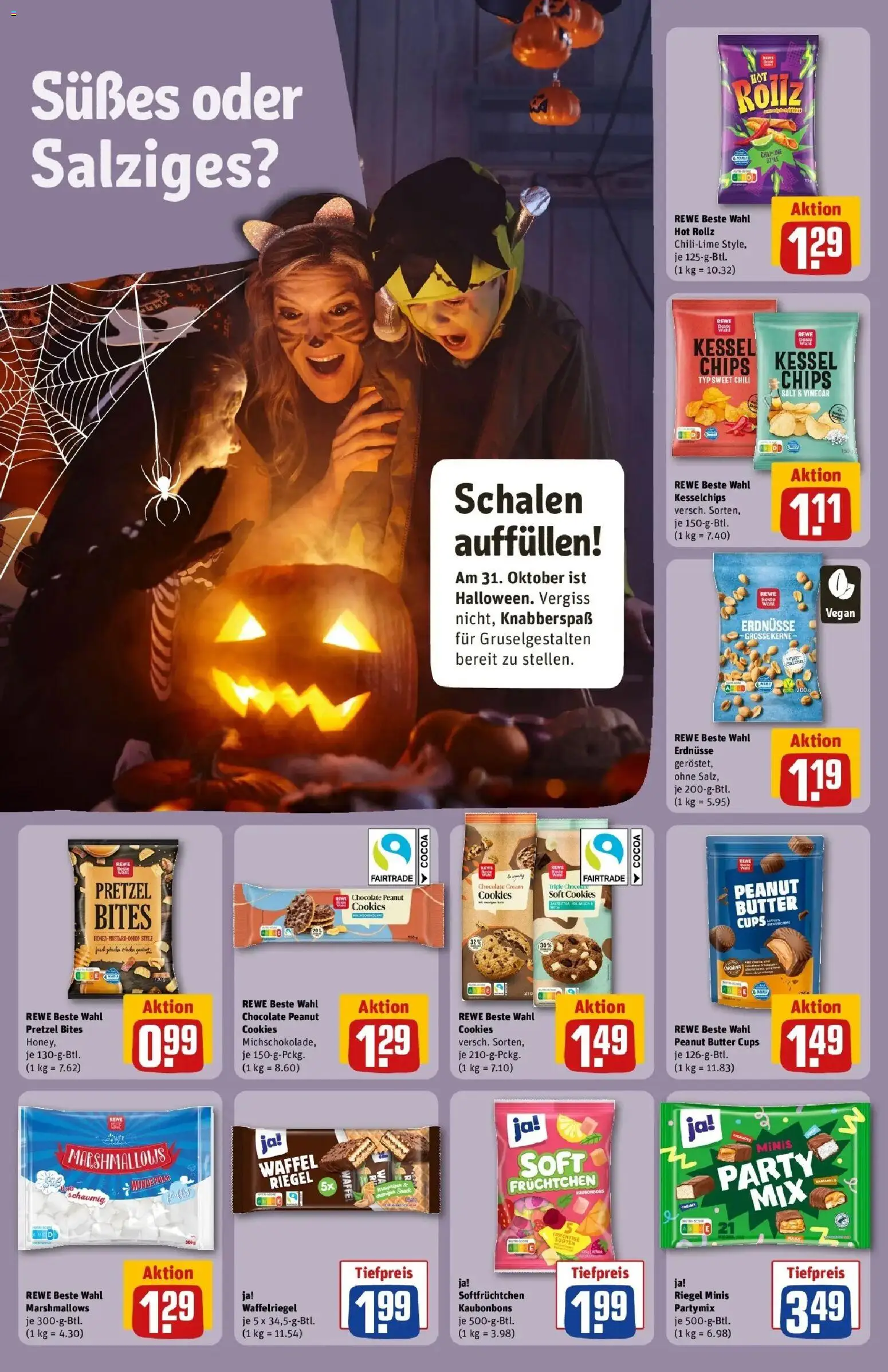 REWE Prospekt ab 26.10.2026 zum Blättern » Angebote | Seite: 14 | Produkte: Erdnüsse, Butter, Chili, Chips