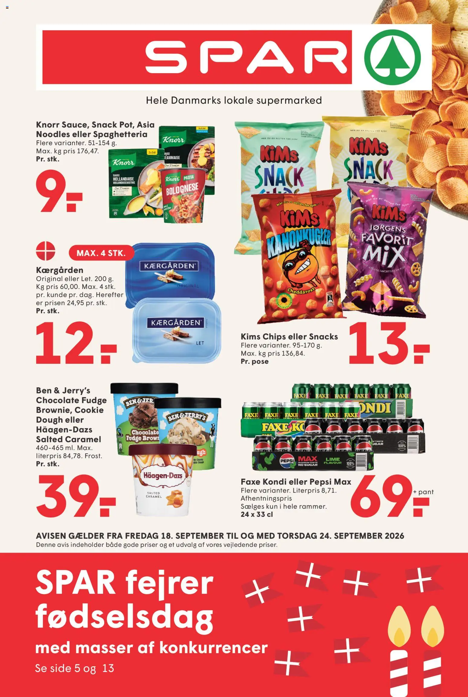 Spar tilbudsavis – gyldig fra 18/09/2026 | Side: 1 | Produkter: Chips, Snacks, Pepsi, Pepsi Max