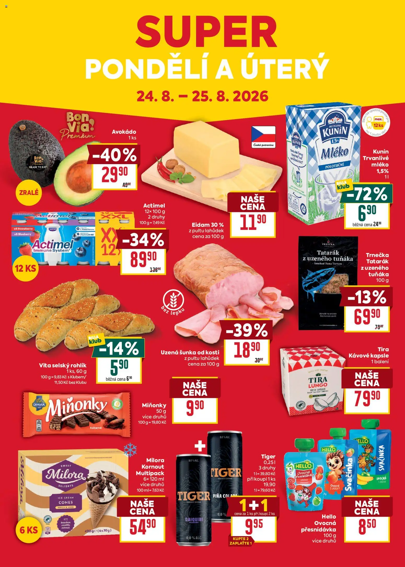 Billa Malý leták od 19.08.2026 | Strana: 8 | Produkty: Šunka, Kapsle, Eidam, Actimel