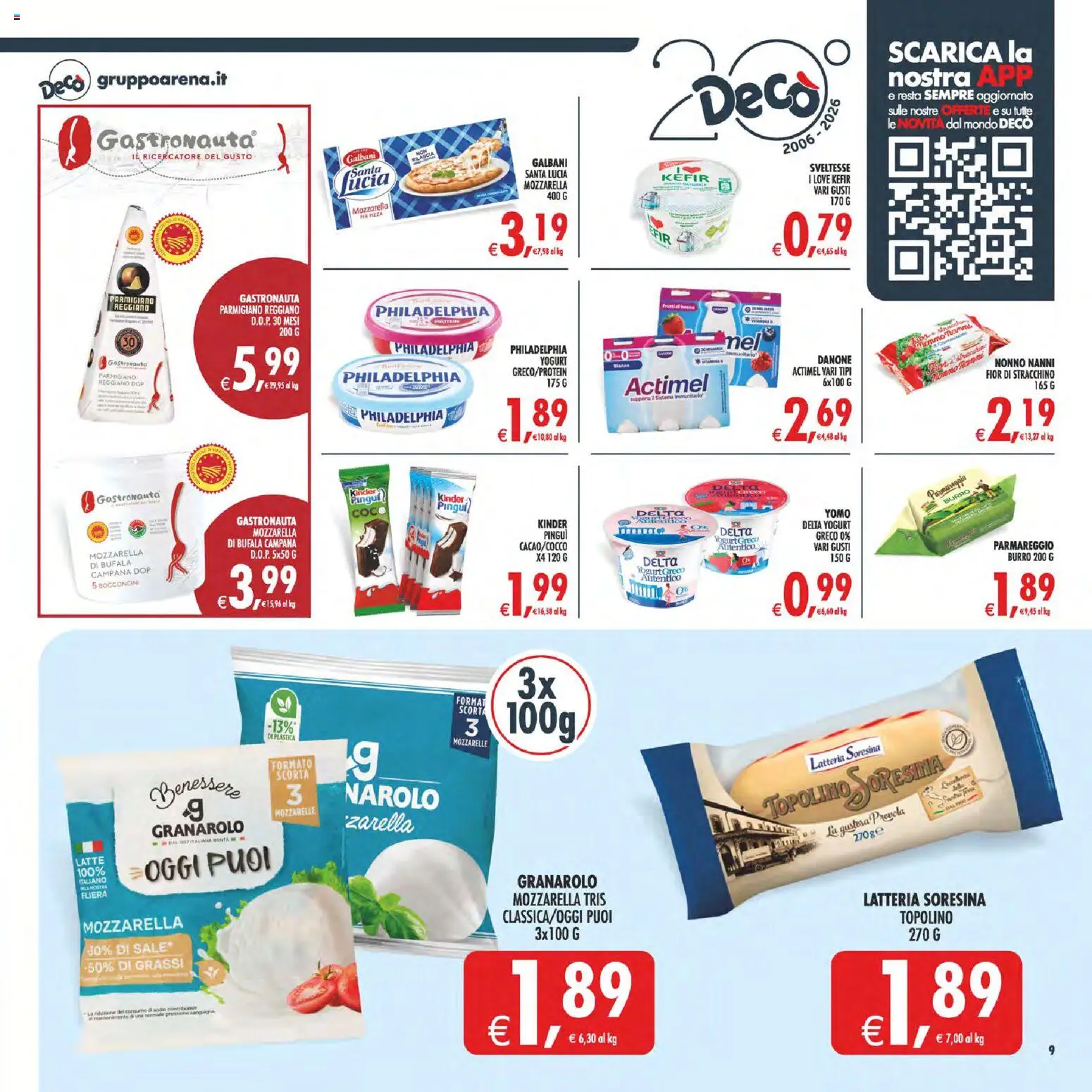Volantino Decò del 07.04.2026 | Pagina: 9 | Prodotti: Yogurt, Latte, Burro, Provola