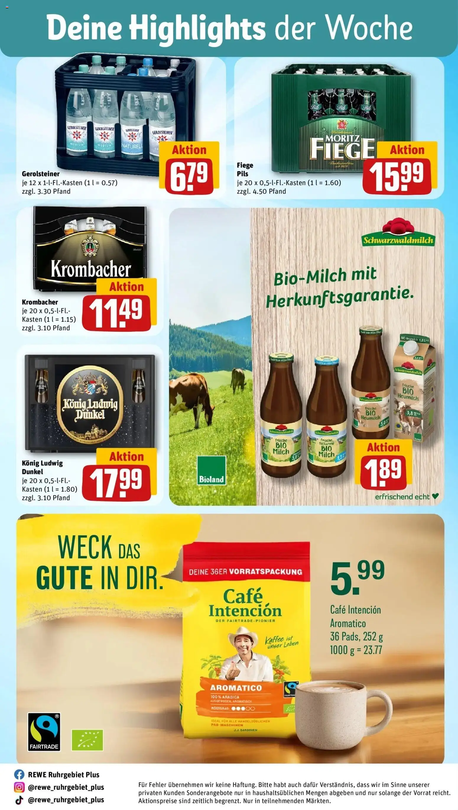 REWE Prospekt ab 05.10.2026 zum Blättern » Angebote | Seite: 32 | Produkte: Milch, Kaffee, Pils, Krombacher