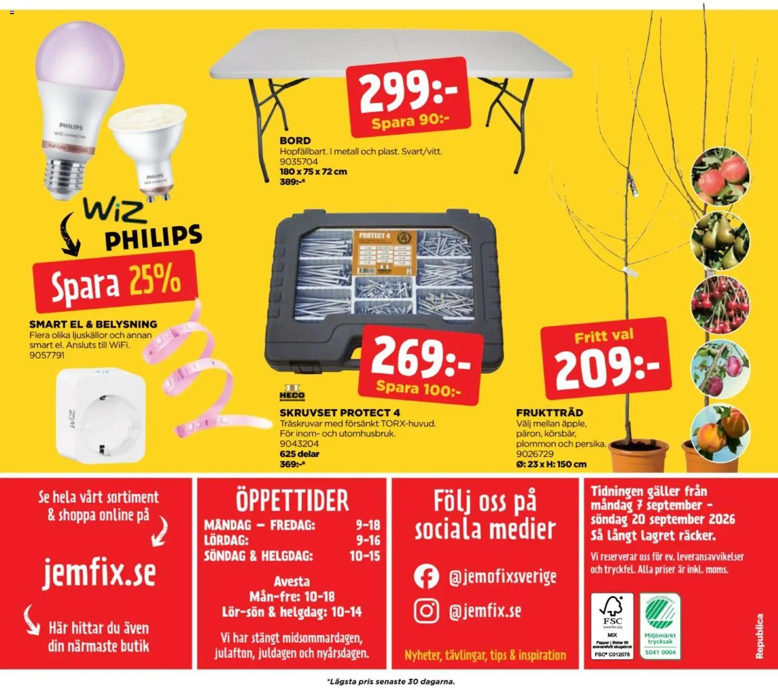 Jem & Fix reklamblad aktuell från 06/09/2026 | Sida: 16 | Produkter: Belysning, Bord, Fruktträd, Plommon