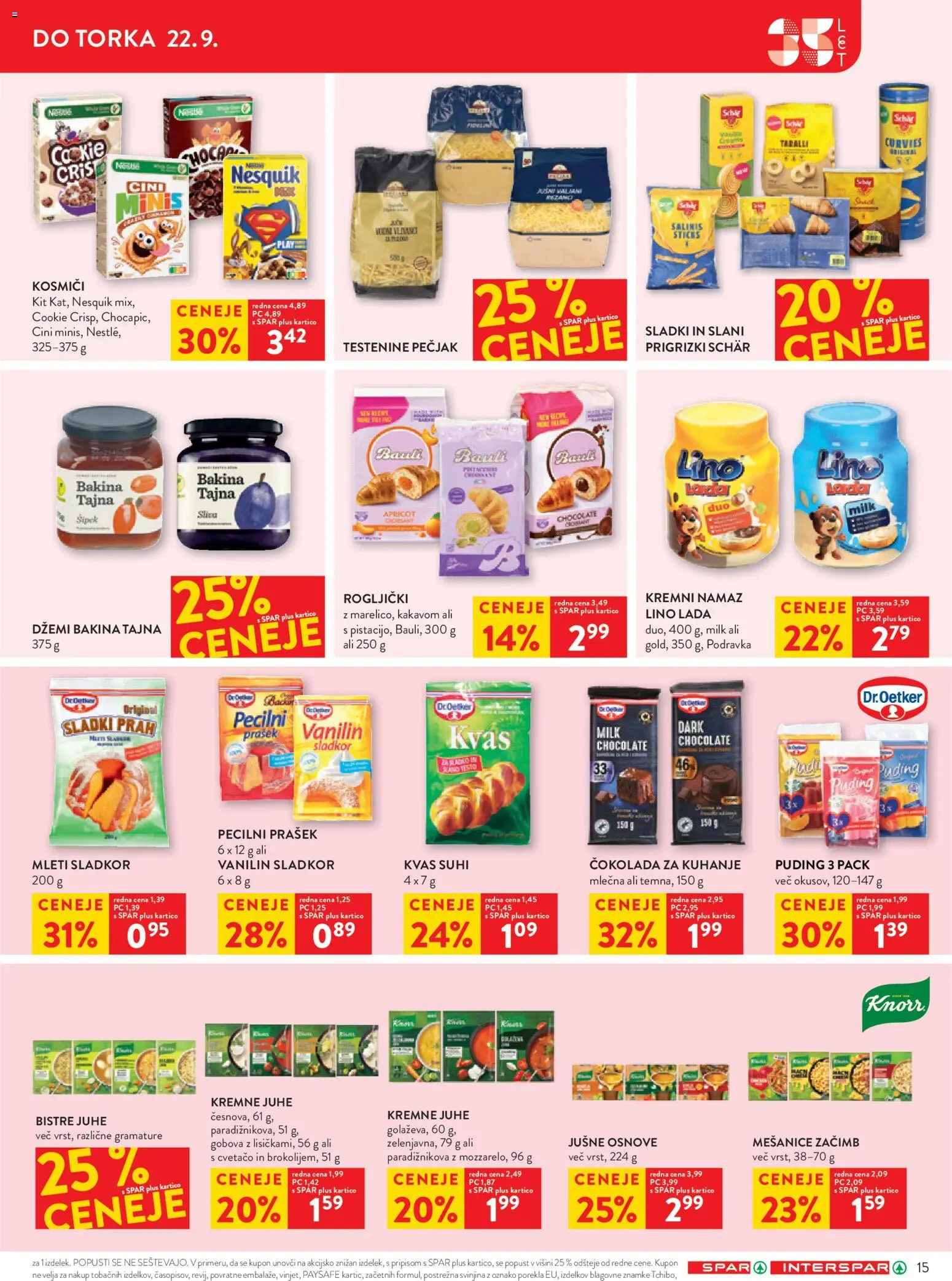 Novi Spar katalog ponudbe – veljaven od 16.09.2026 | Stran: 23 | Izdelki: Namaz, Cokolada, Juhe, Testenine