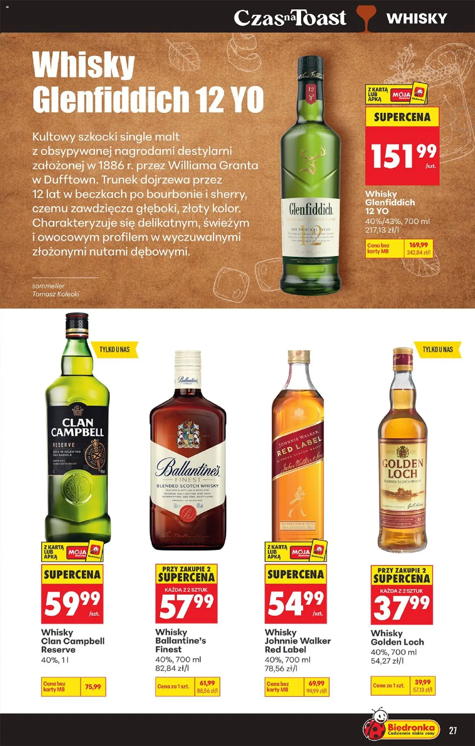Biedronka Polsko leták - Czas na toast od 05.10.2026 | Strana: 27 | Produkty: Whisky, Glenfiddich 12, Ballantine's, Whisky Glenfiddich