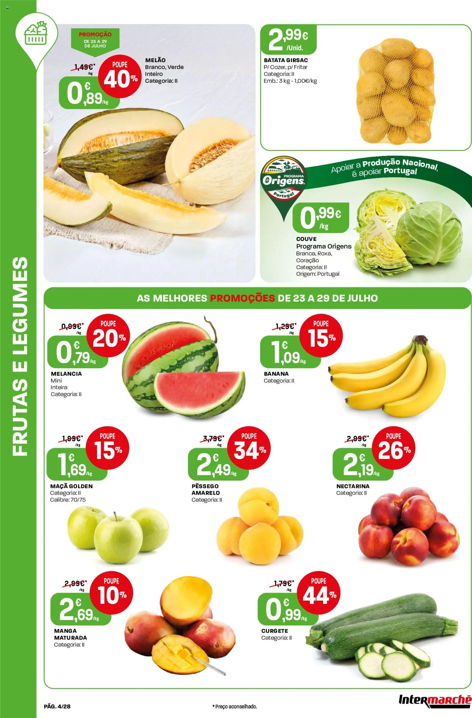 Intermarché Folheto Contact │ válido de 23/07/2026 | Página: 4 | Produtos: Curgete, Maça, Melão, Couve