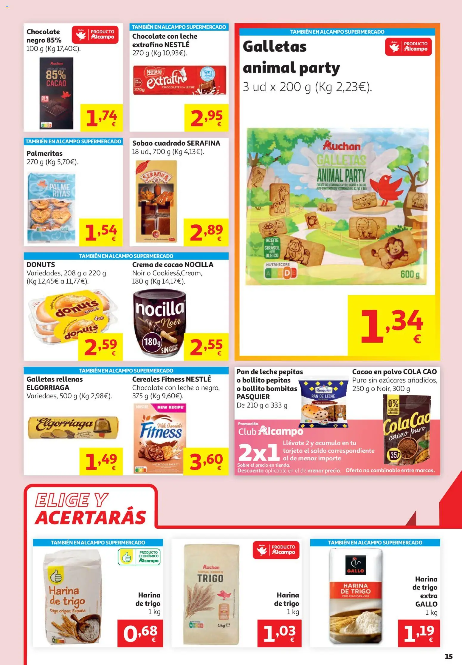 Alcampo - HG Unico │ válido desde el 16.06.2026 | Página: 15 | Productos: Pan, Pan de leche, Galletas rellenas, Cereales Fitness