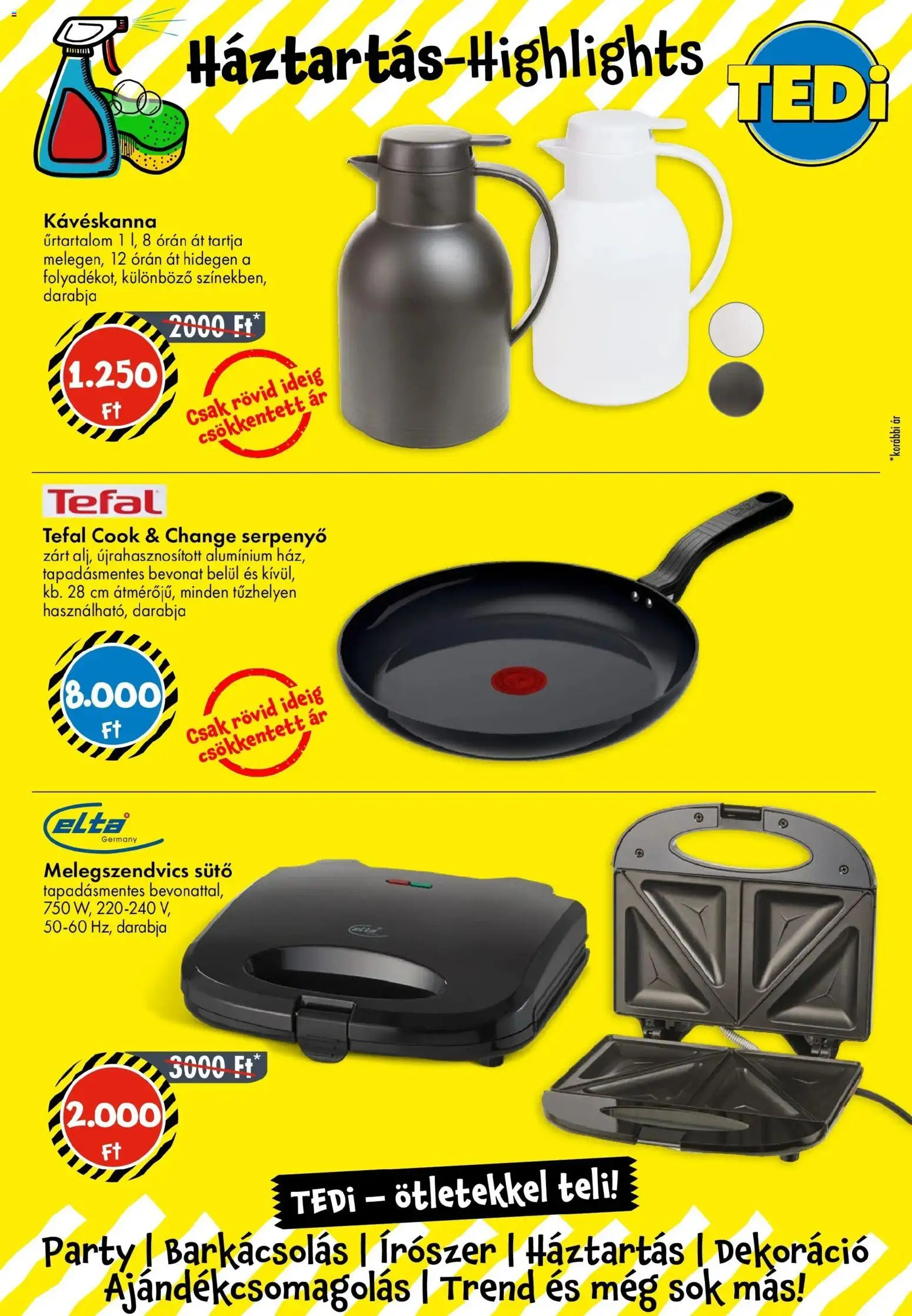 TEDi akciós ujság - amely érvényes a következő dátumtól: 20.03.2026 | Oldal: 9 | Termékek: Sütő, Tefal, Melegszendvics sütő, Dekoráció