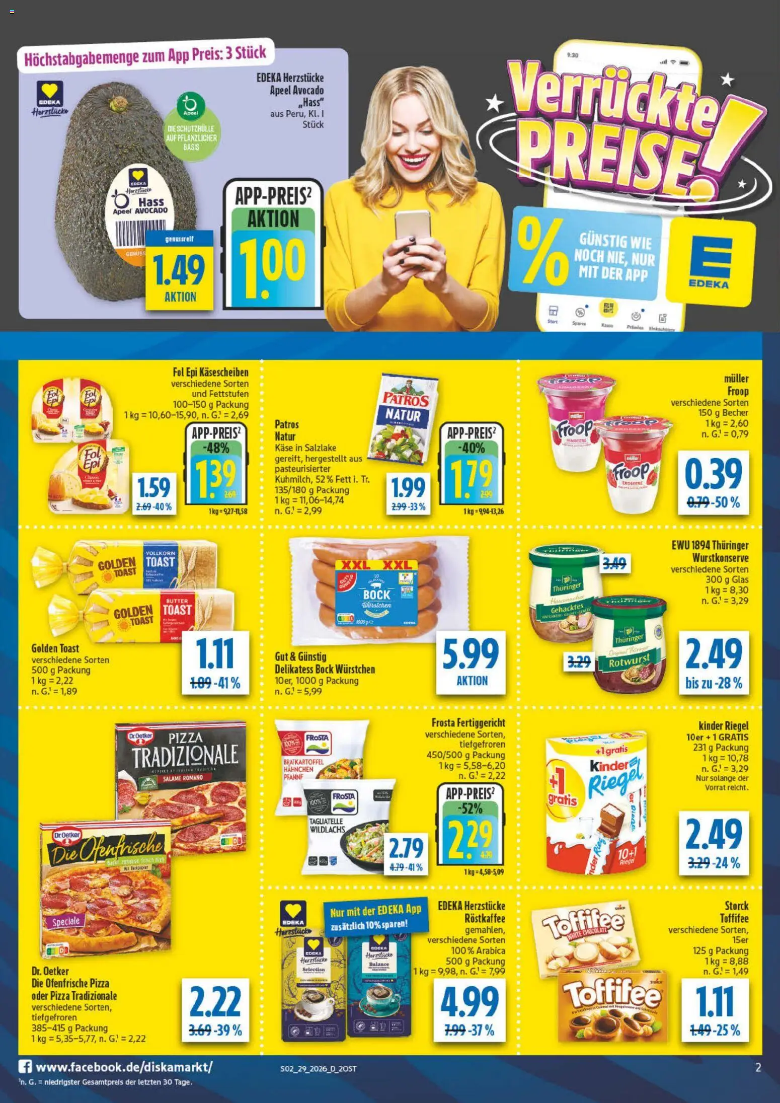 Diska Prospekt – gültig ab 13.07.2026 | Seite: 2 | Produkte: Patros, Frosta, Toffifee, Pizza
