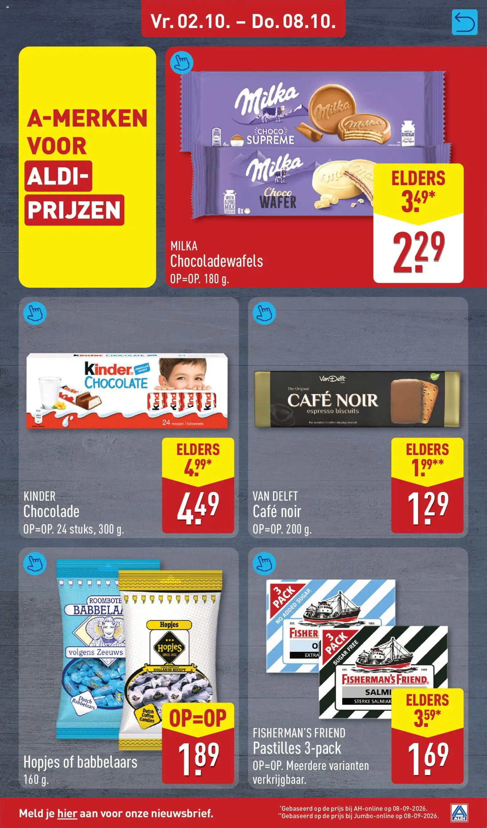 {H1} | Pagina: 5 | Producten: Chocolade, Roomboter, Kinder