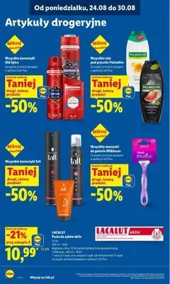 Pogląd oferty "Wszystkie kosmetyki Old Spice, Wszystkie kosmetyki Old Spice. Szczegóły promocji dostępne w aplikacji Lidl Plus." - ważna od 24.08.2026 | Strona: 90 | Produkty: Kosmetyki, Prysznic, Lacalut, Old spice