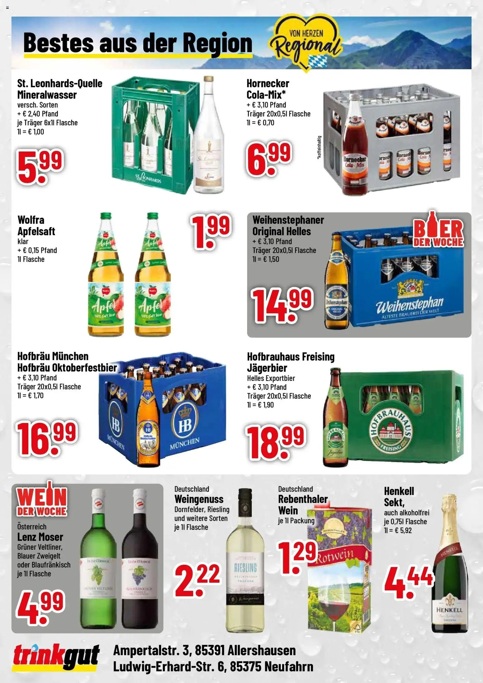 Trinkgut Prospekt Neufahrn (ab 07.09.2026) » Angebote online | Seite: 4 | Produkte: Äpfel, Apfelsaft, Mineralwasser, Wein