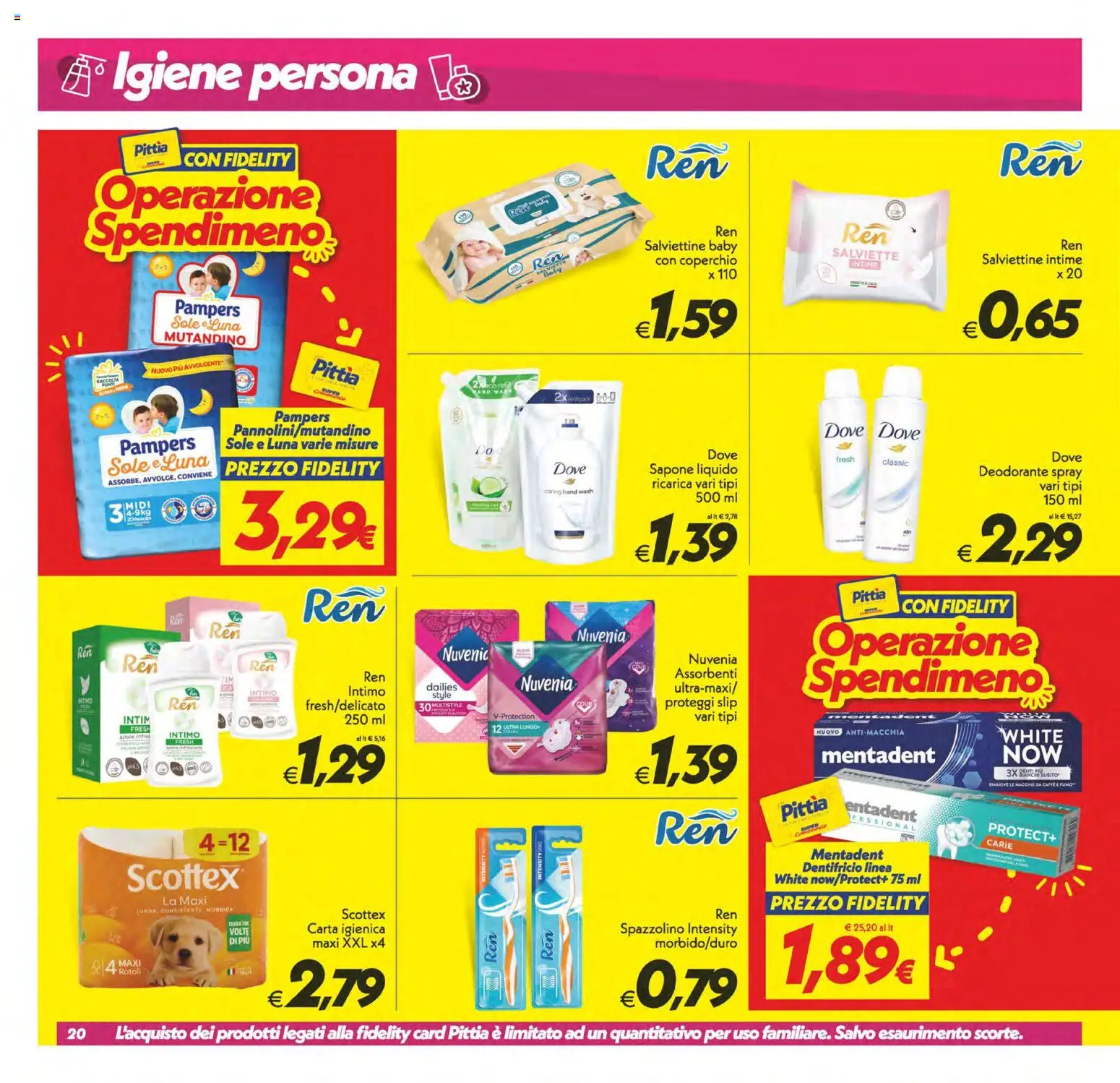 Volantino SuperConveniente del 28.04.2026 | Pagina: 20 | Prodotti: Sapone, Deodorante, Dentifricio, Spazzolino