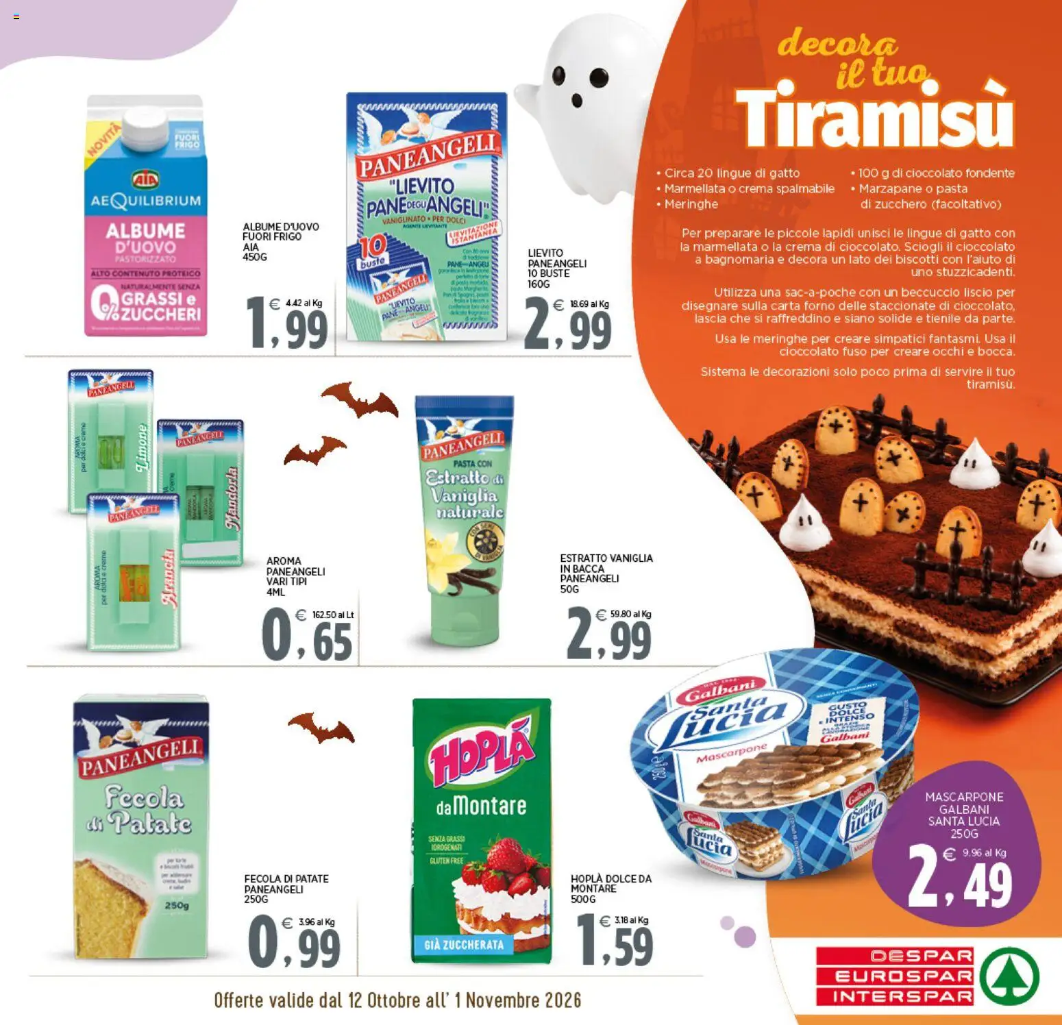 Volantino Interspar del 12/10/2026 | Pagina: 5 | Prodotti: Pane, Pasta, Tiramisù, Mascarpone