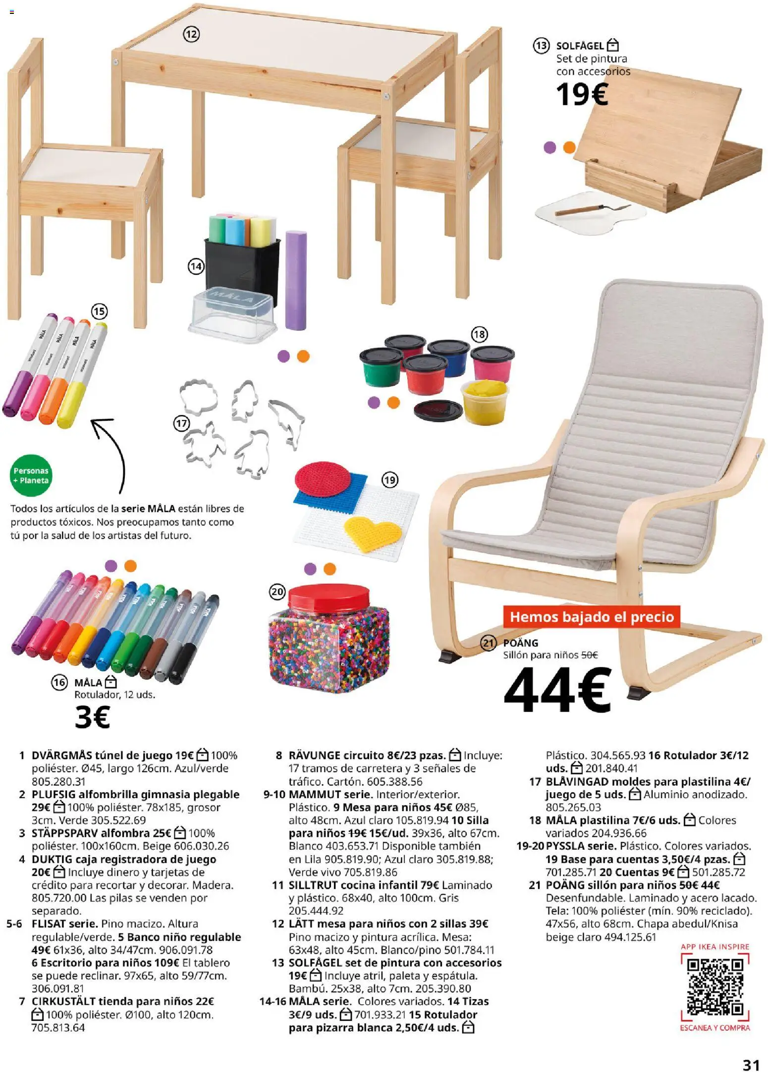 Catálogo IKEA  y los niños  │ válido desde el 06.03.2026 | Página: 31 | Productos: Sillón, Caja, Alfombra, Mesa para niños