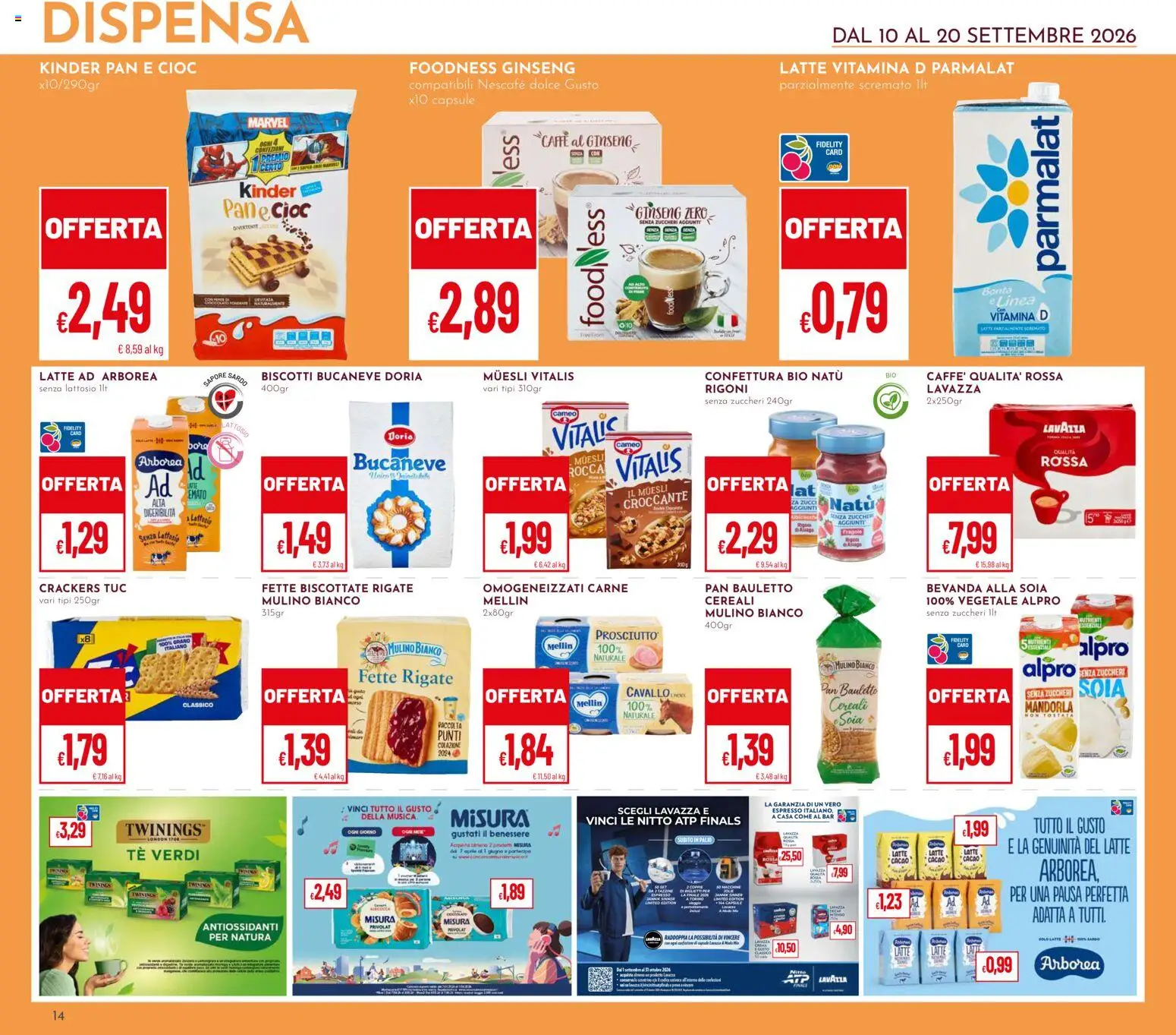 Volantino Pan del 10/09/2026 | Pagina: 14 | Prodotti: Tè, Carne, Lavazza, Nescafé