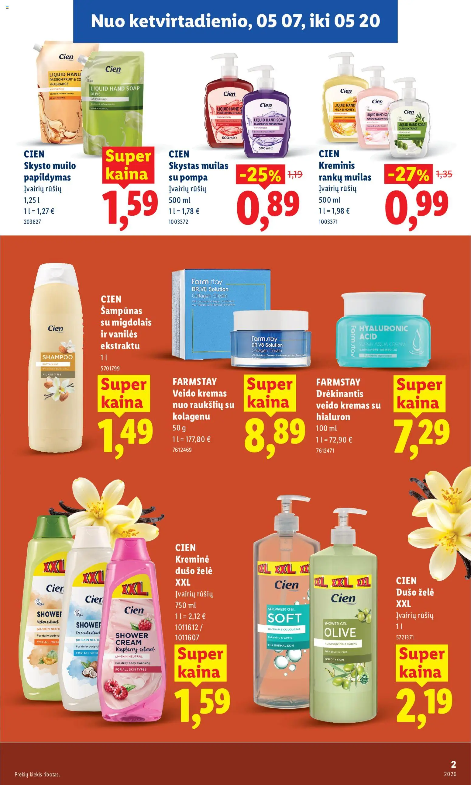 LIDL akcijos nuo 04.05.2026 | Puslapis: 33 | Prekių: Skystas muilas, Šampūnas, Kremas, Dušo želė