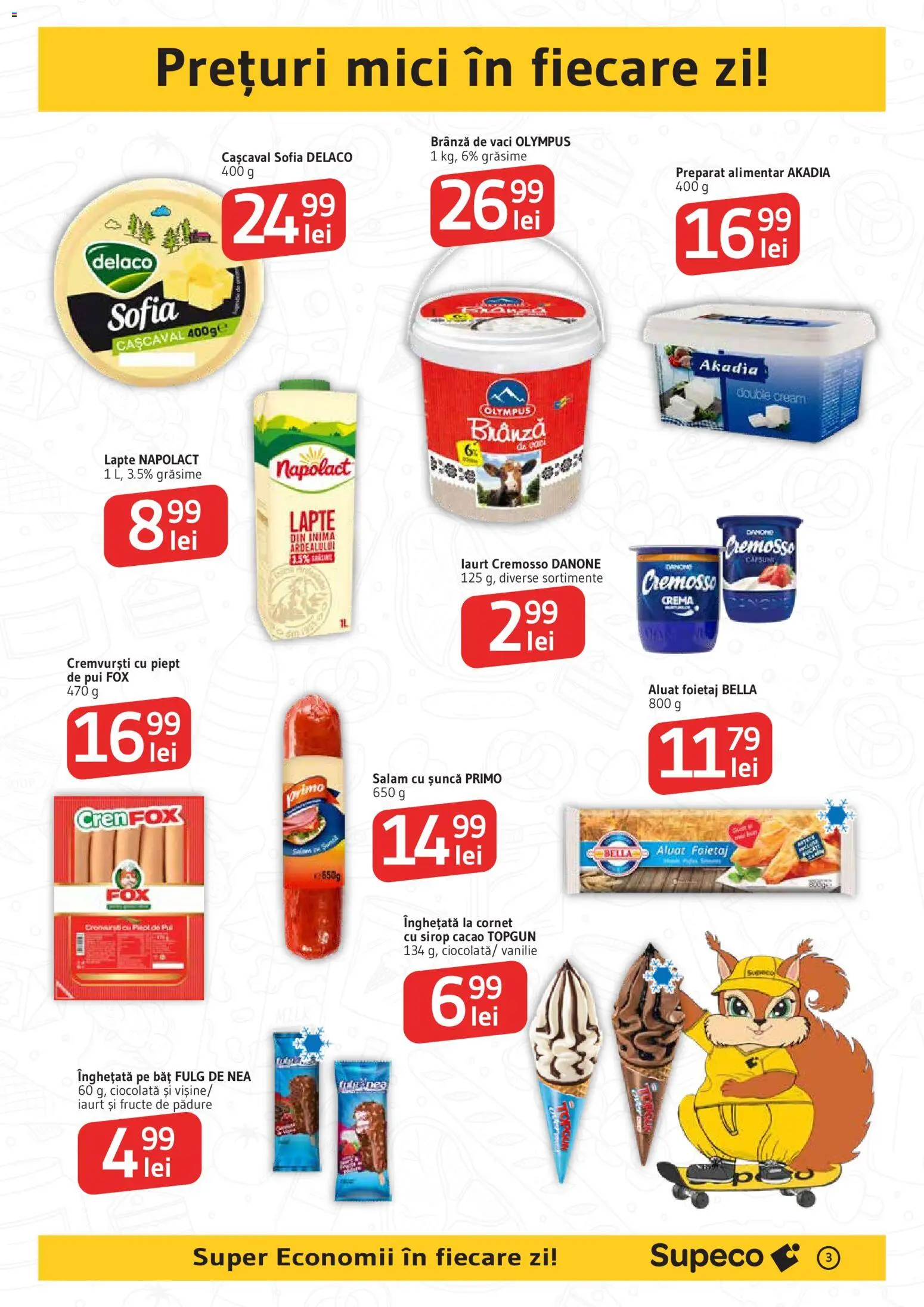 Noul catalog Supeco – valabil de la 25.06.2026 | Pagină: 3 | Produse: Mici, Iaurt, Cremă, Înghețată