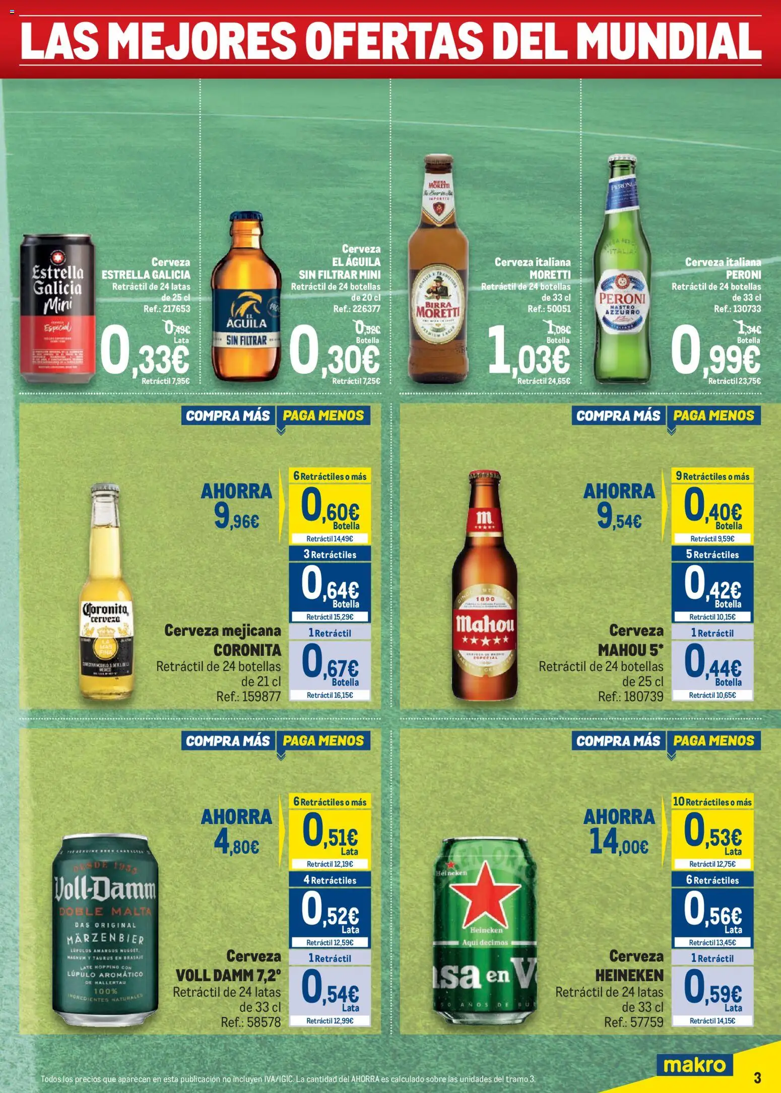 Makro Precios Mundial Levante │ válido desde el 06/07/2026 | Página: 3 | Productos: Cerveza, Σπανάκι