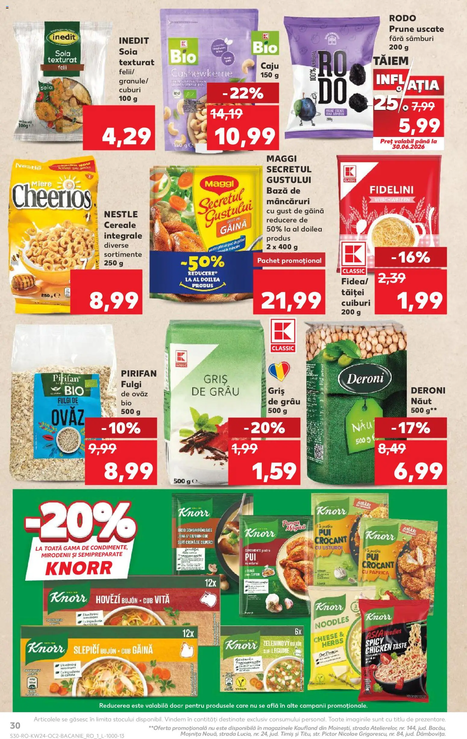 Noul catalog Kaufland – valabil de la 10.06.2026 | Pagină: 30 | Produse: Şerit ödül, Noodles, Fulgi, Legume