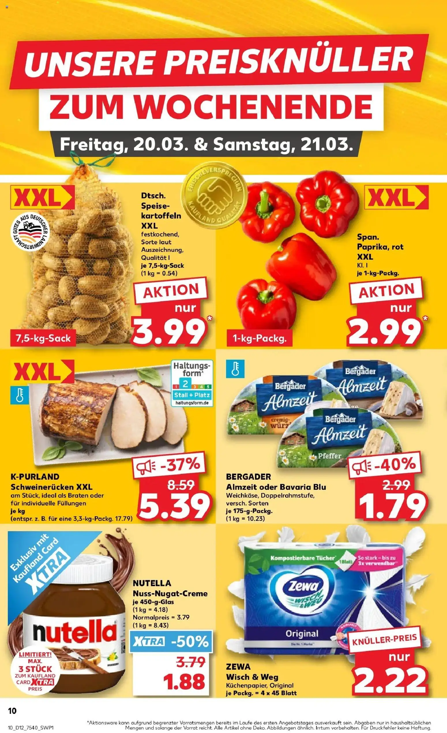 Kaufland Prospekt Annaberg-Buchholz	 – gültig ab 19.03.2026 | Seite: 10 | Produkte: Zewa, Nutella, Kartoffeln, Schweinerucken
