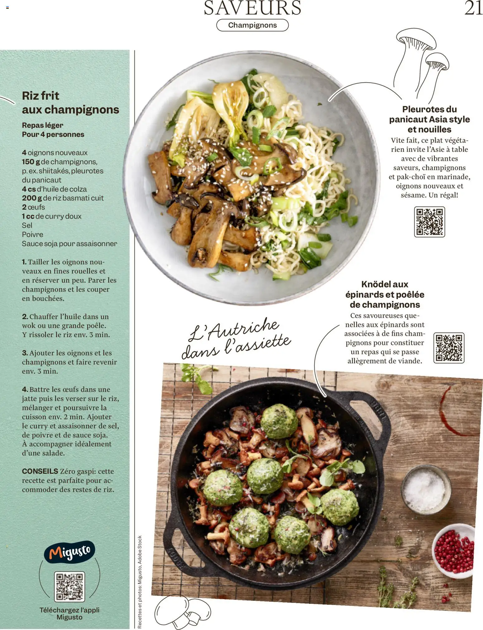 Migros aktionen Magazine FR – gültig ab 07.10.2026 | Seite: 21 | Produkte: Regal, Champignons, Wok, Knödel