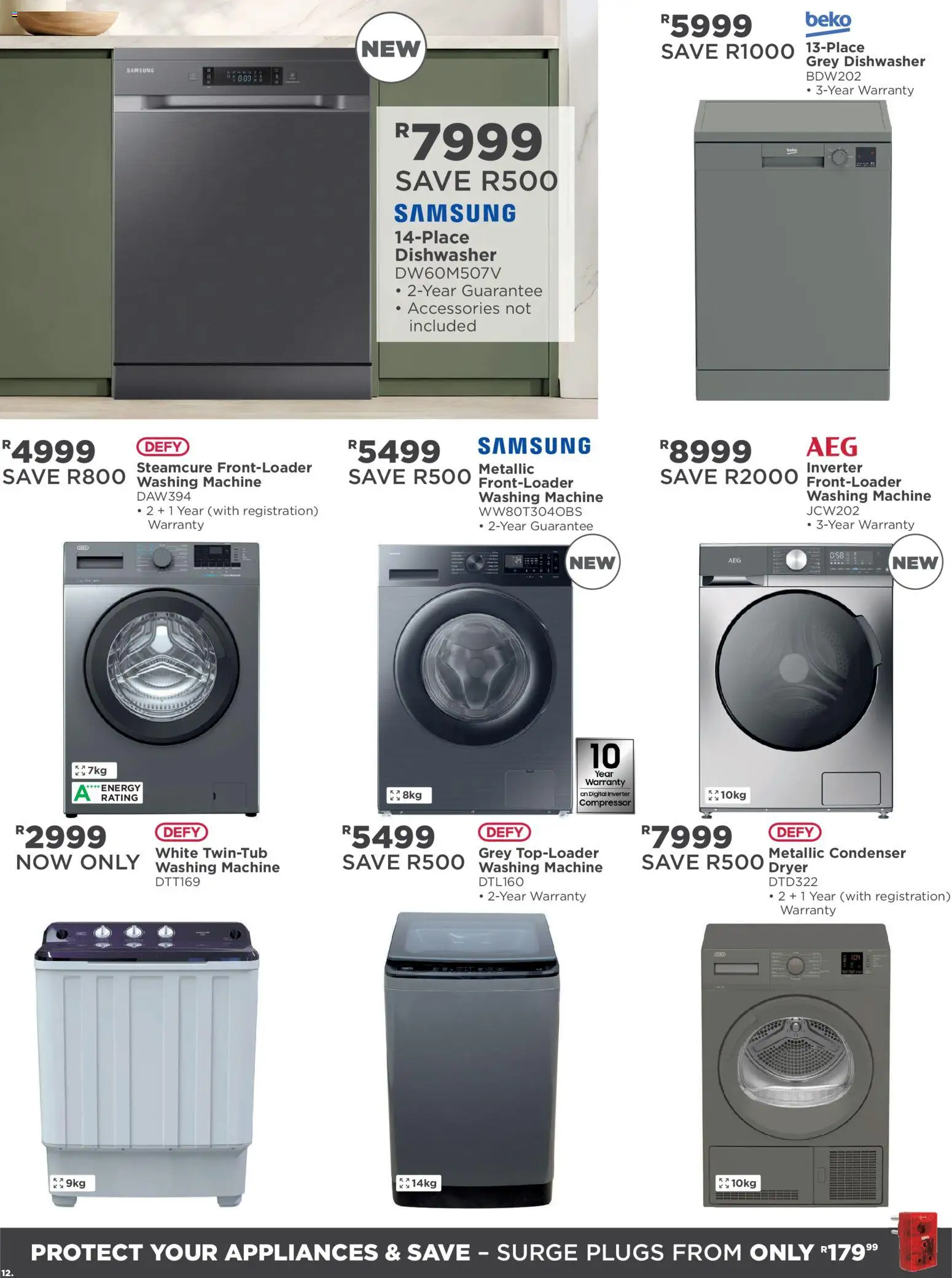 New House and Home catalogue – valid from 10/08/2026 | Page: 12 | Products: Washing machine, Dryer, Plugs, Compressor