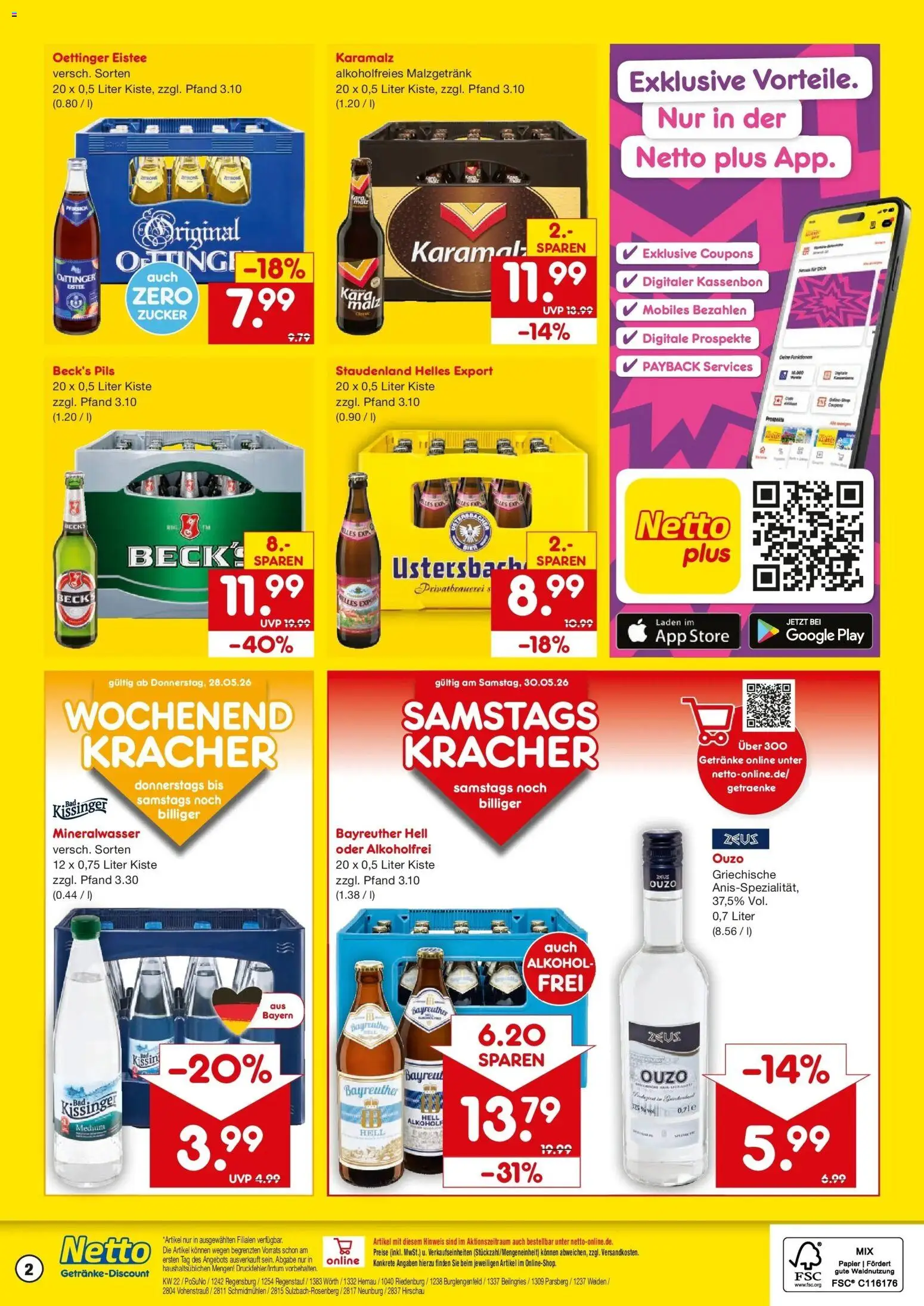 Netto Marken-Discount Prospekt Riedenburg-Aicholding – gültig ab 26.05.2026 | Seite: 2 | Produkte: Ouzo, Pils, Oettinger, Zucker