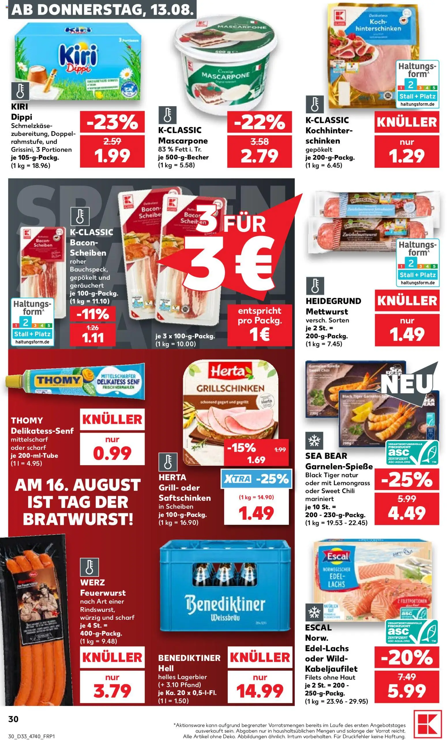 Kaufland Prospekt Hannover – gültig ab 13.08.2026 | Seite: 30 | Produkte: Grill, Mascarpone, Bratwurst, Lachs
