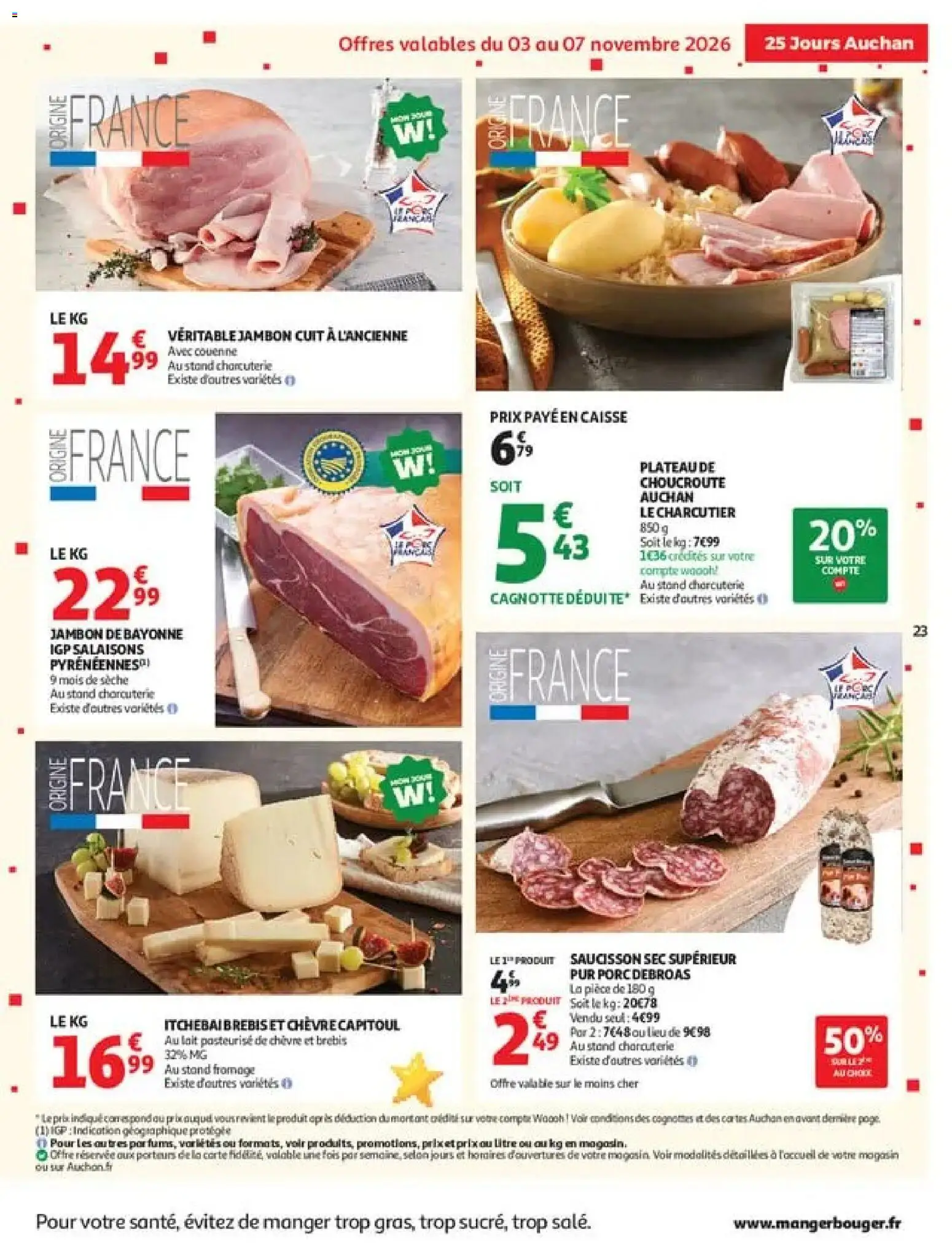 {H1} | Page: 23 | Produits: Saucisson sec, Plateau, Fromage, Jambon