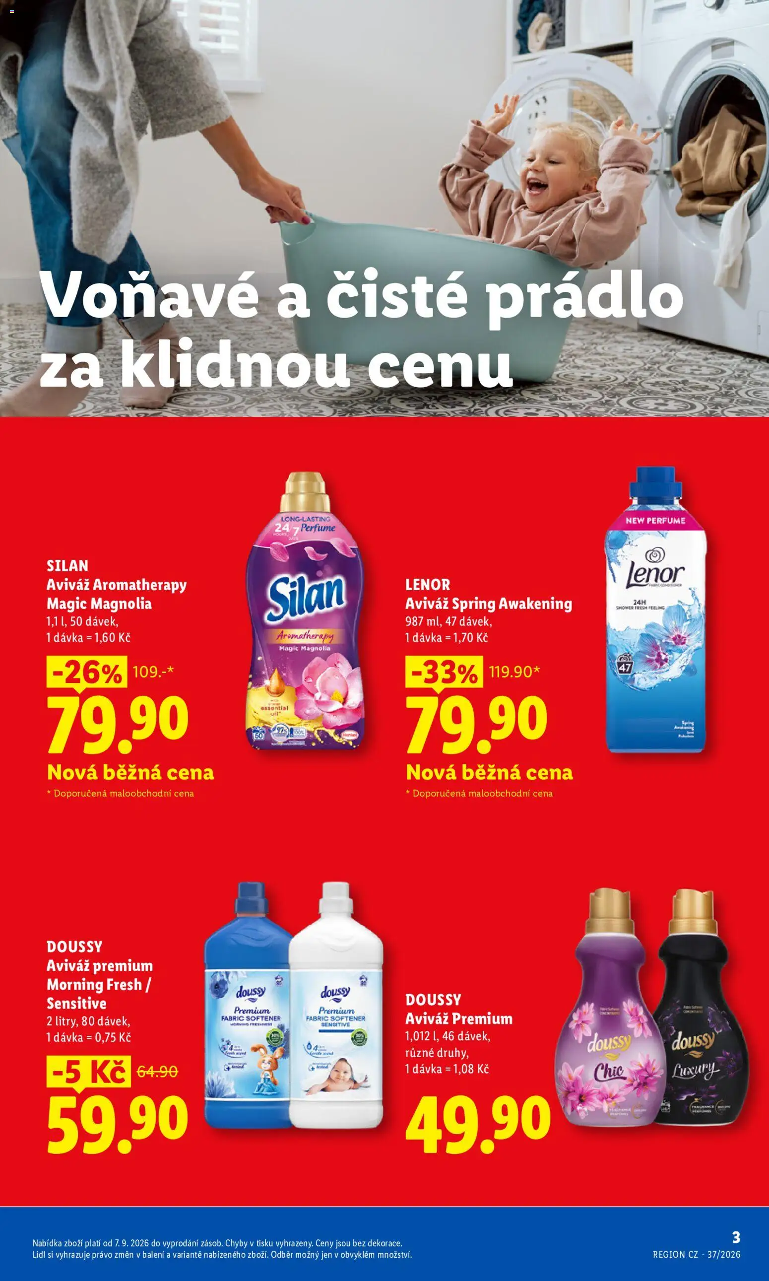 Lidl leták - Pro čistou domácnost máme všechno od 07.09.2026 | Strana: 3 | Produkty: Aviváž, Lenor, Silan