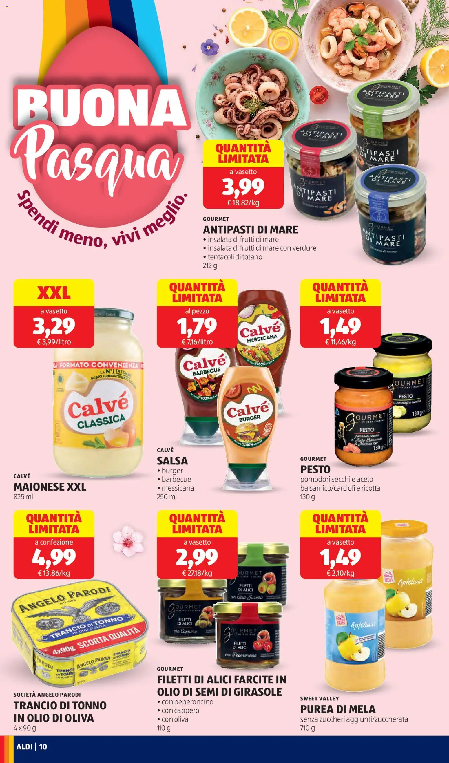 Volantino Aldi del 16.03.2026 | Pagina: 10 | Prodotti: Frutti di mare, Tonno, Ricotta, Totano