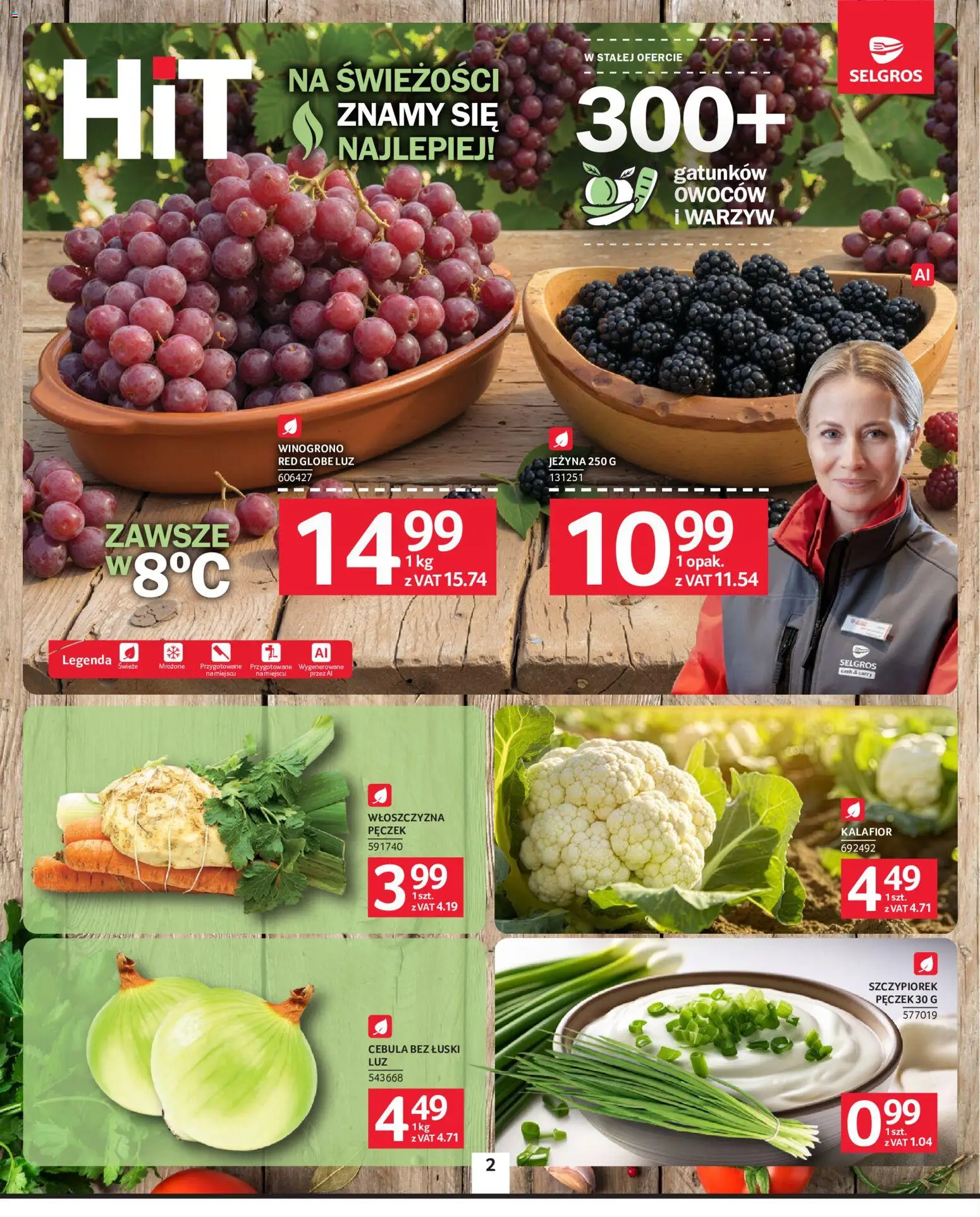Selgros cash&carry gazetka od 30.07.2026 | Strona: 2 | Produkty: Kalafior, Winogrono, Włoszczyzna, Cebula