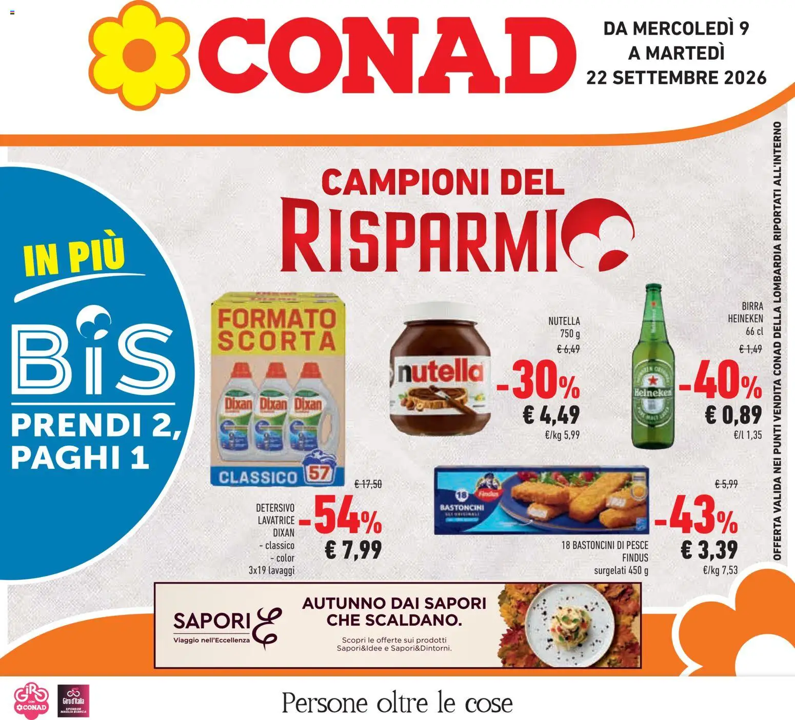 Volantino Conad del 09/09/2026 | Pagina: 1 | Prodotti: Pesce, Bastoncini di pesce, Birra Heineken, Heineken