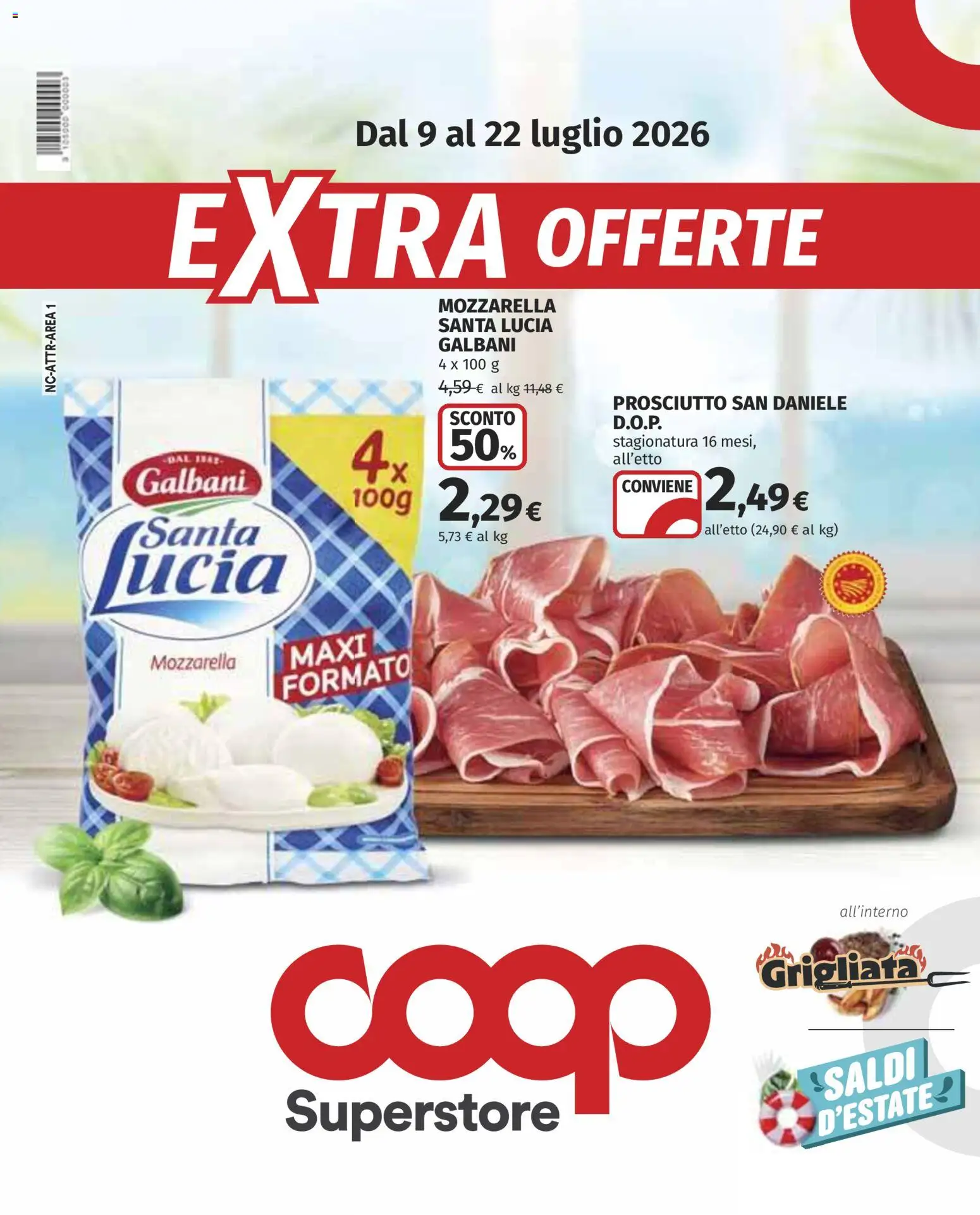 Volantino COOP del 09/07/2026 | Pagina: 1 | Prodotti: Mozzarella, Prosciutto