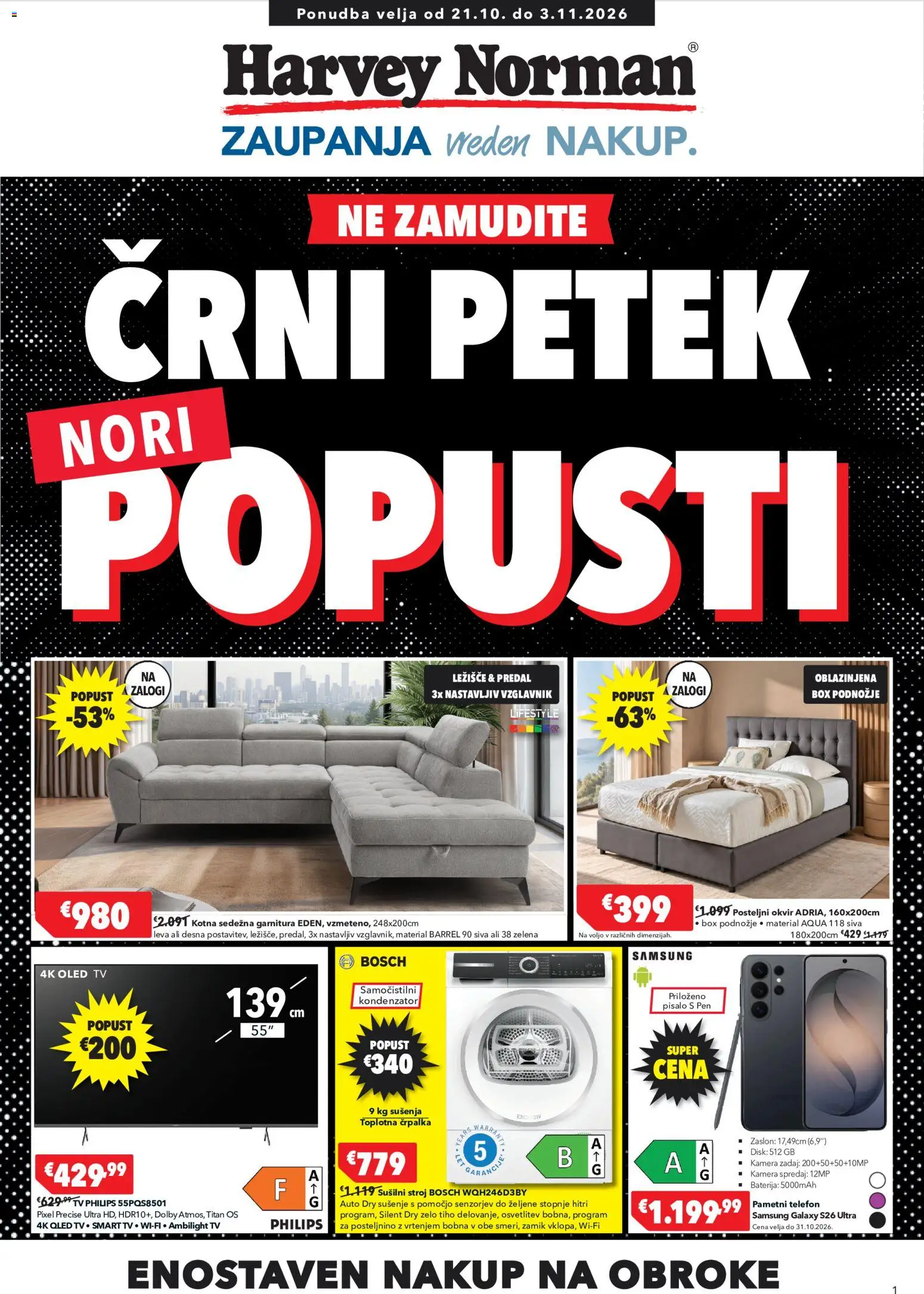 Novi Harvey Norman katalog ponudbe – veljaven od 21.10.2026 | Stran: 1 | Izdelki: Telefon, Baterija, Disk, Zelena
