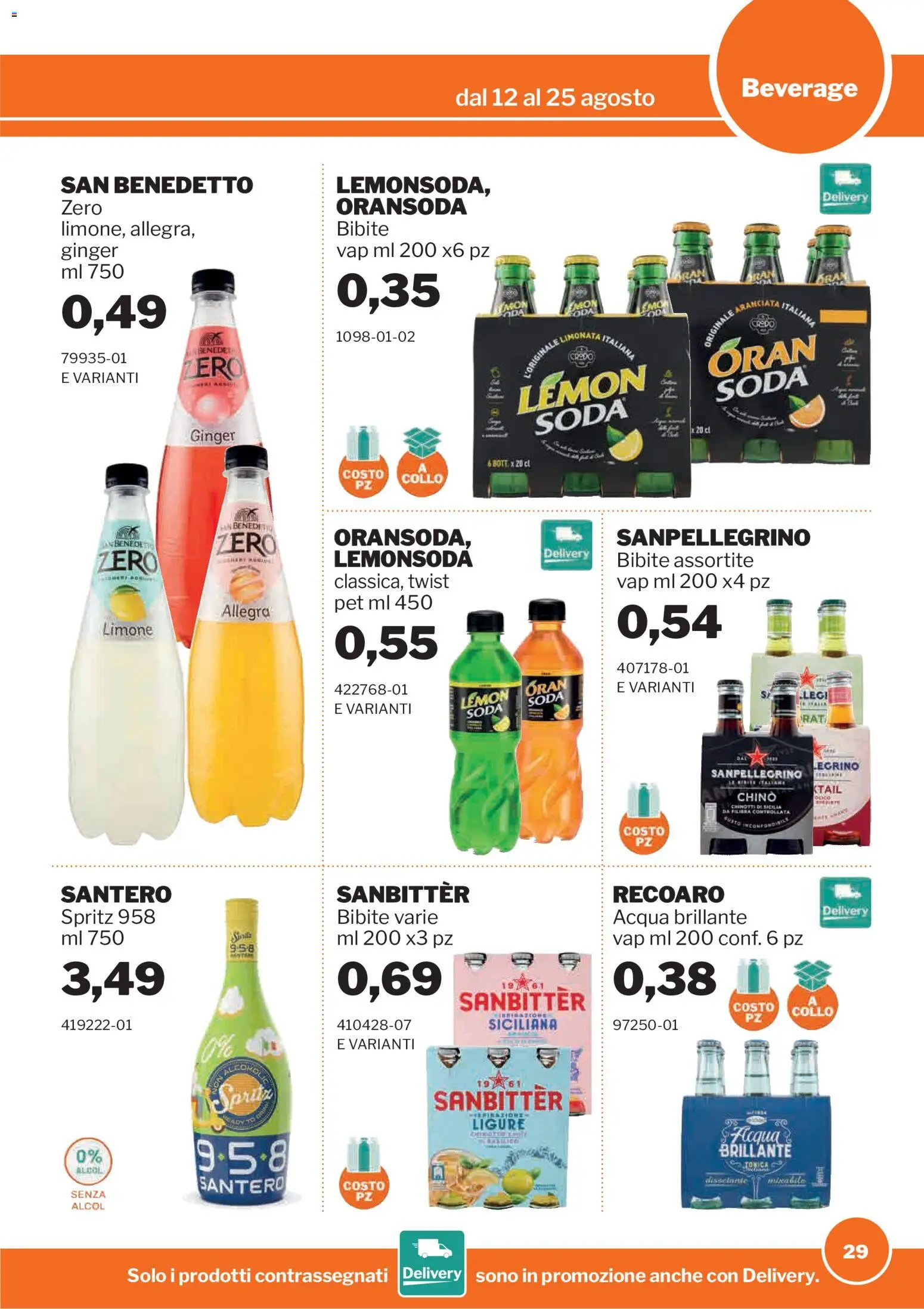 Volantino Sogegross del 12/08/2026 | Pagina: 29 | Prodotti: Limonata, Acqua, Bibite, Collo